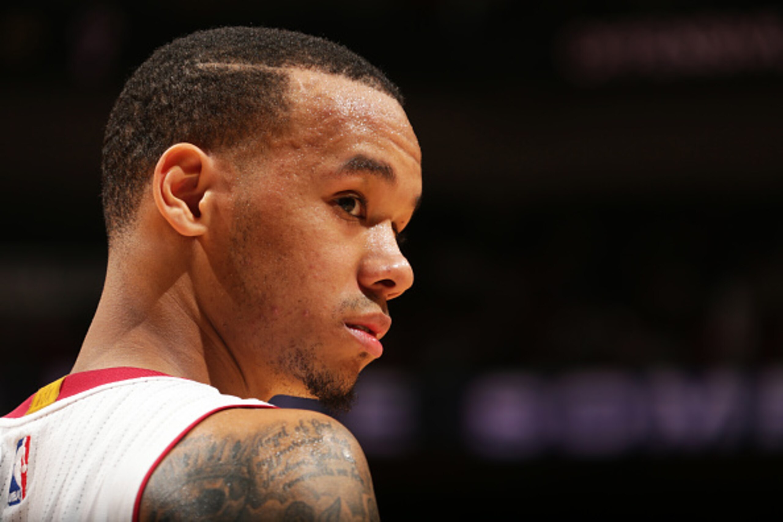 MIAMI, FL - November 23: Shabazz Napier #13 of the Miami Heat during the game against the Charlotte Hornets at the American Airlines Arena in Miami, Florida on November 23, 2014. NOTE TO USER: User expressly acknowledges and agrees that, by downloading an