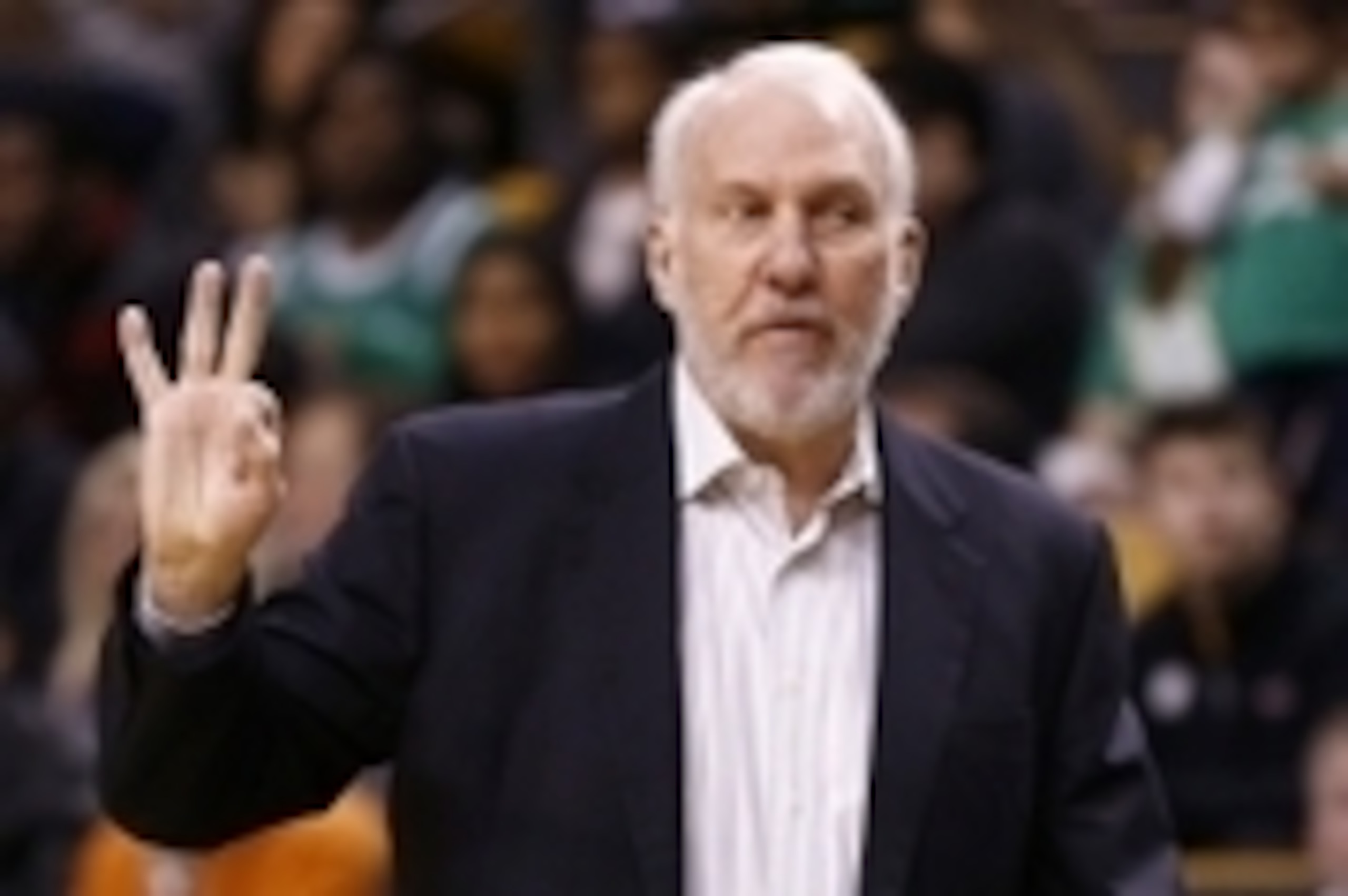 Nov 30, 2014; Boston, MA, USA; San Antonio Spurs head coach Gregg Popovich calls in a play against the Boston Celtics during the first half at TD Garden. Mandatory Credit: Mark L. Baer-USA TODAY Sports Nov 30, 2014; Boston, MA, USA; San Antonio Spurs head coach Gregg Popovich calls in a play against the Boston Celtics during the first half at TD Garden. Mandatory Credit: Mark L. Baer-USA TODAY Sports