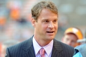 Oct 25, 2014; Knoxville, TN, USA; Alabama Crimson Tide offensive coordinator Lane Kiffin before the game against the Tennessee Volunteers at Neyland Stadium. Mandatory Credit: Randy Sartin-USA TODAY Sports