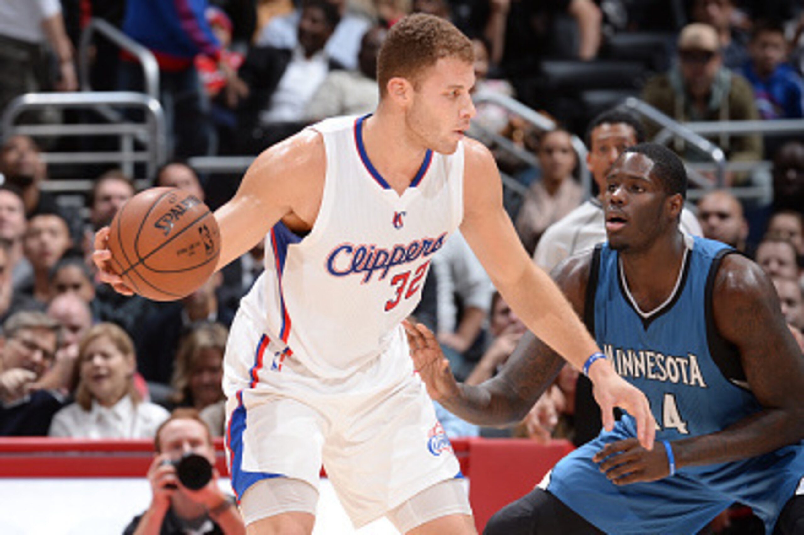 LOS ANGELES, CA - December 1: Blake Griffin #32 of the Los Angeles Clippers looks to move the ball against the Minnesota Timberwolves during the game on December 1, 2014 at STAPLES CENTER in Los Angeles, California. NOTE TO USER: User expressly acknowledg