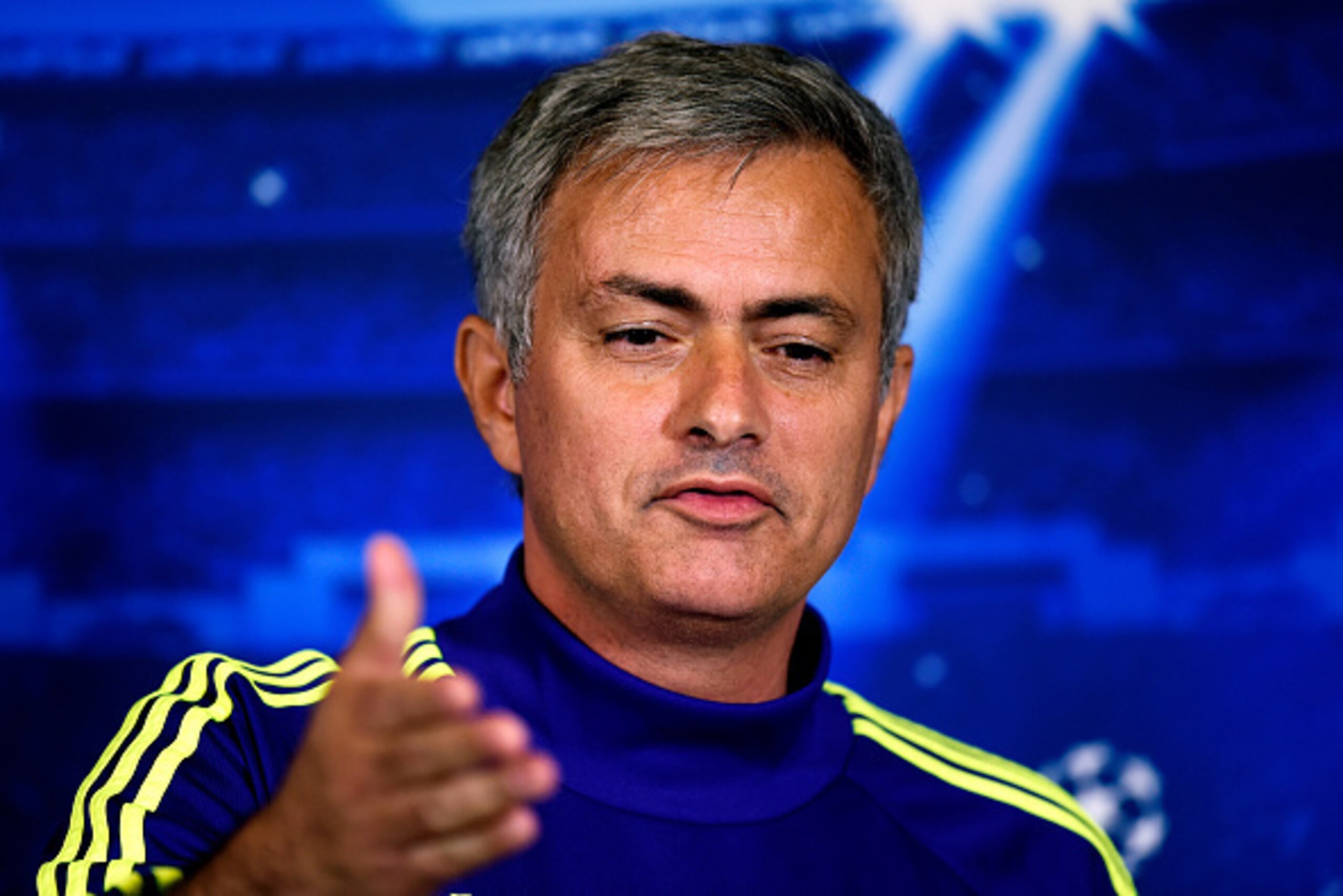 LONDON, ENGLAND - OCTOBER 20:  Chelsea manager Jose Mourinho speaks to the media during the Chelsea FC Press Conference ahead of the UEFA Champions League Group G match against NK Maribor at the Chelsea training ground on October 20, 2014 in Cobham, Unite