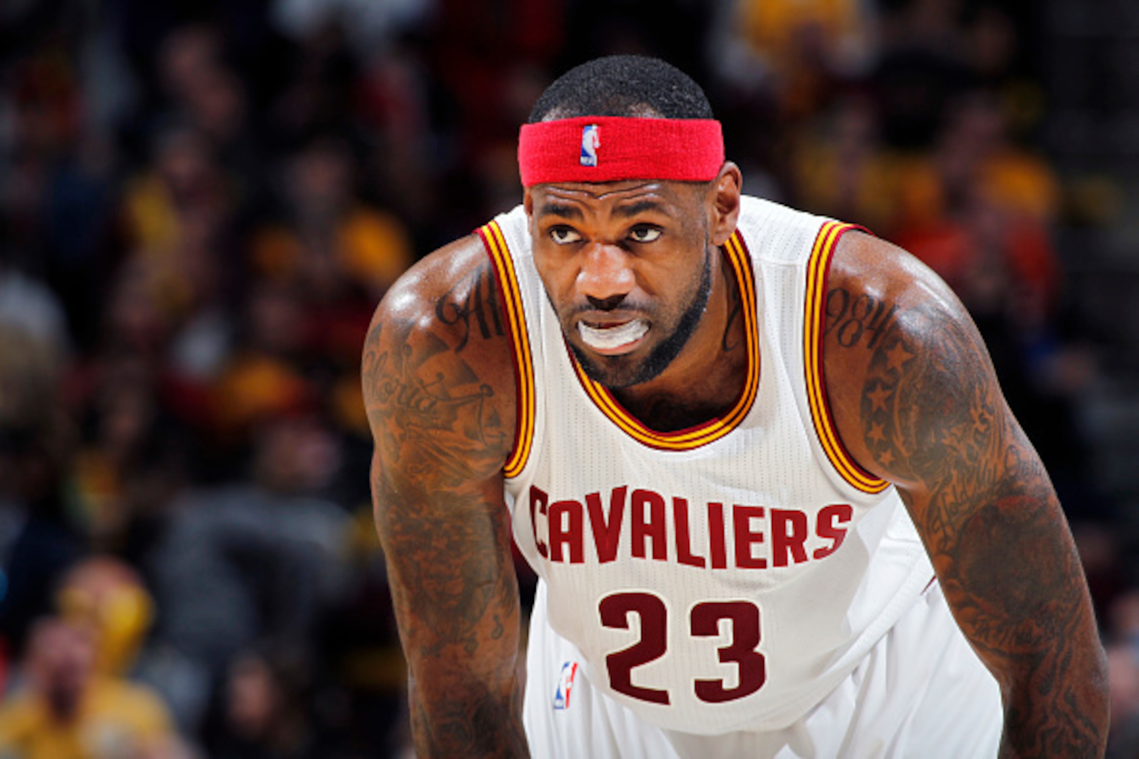 CLEVELAND, OH -  NOVEMBER 22: LeBron James #23 of the Cleveland Cavaliers during the game against the Toronto Raptors on November 22, 2014 at Quicken Loans Arena in Cleveland, Ohio. NOTE TO USER: User expressly acknowledges and agrees that, by downloading