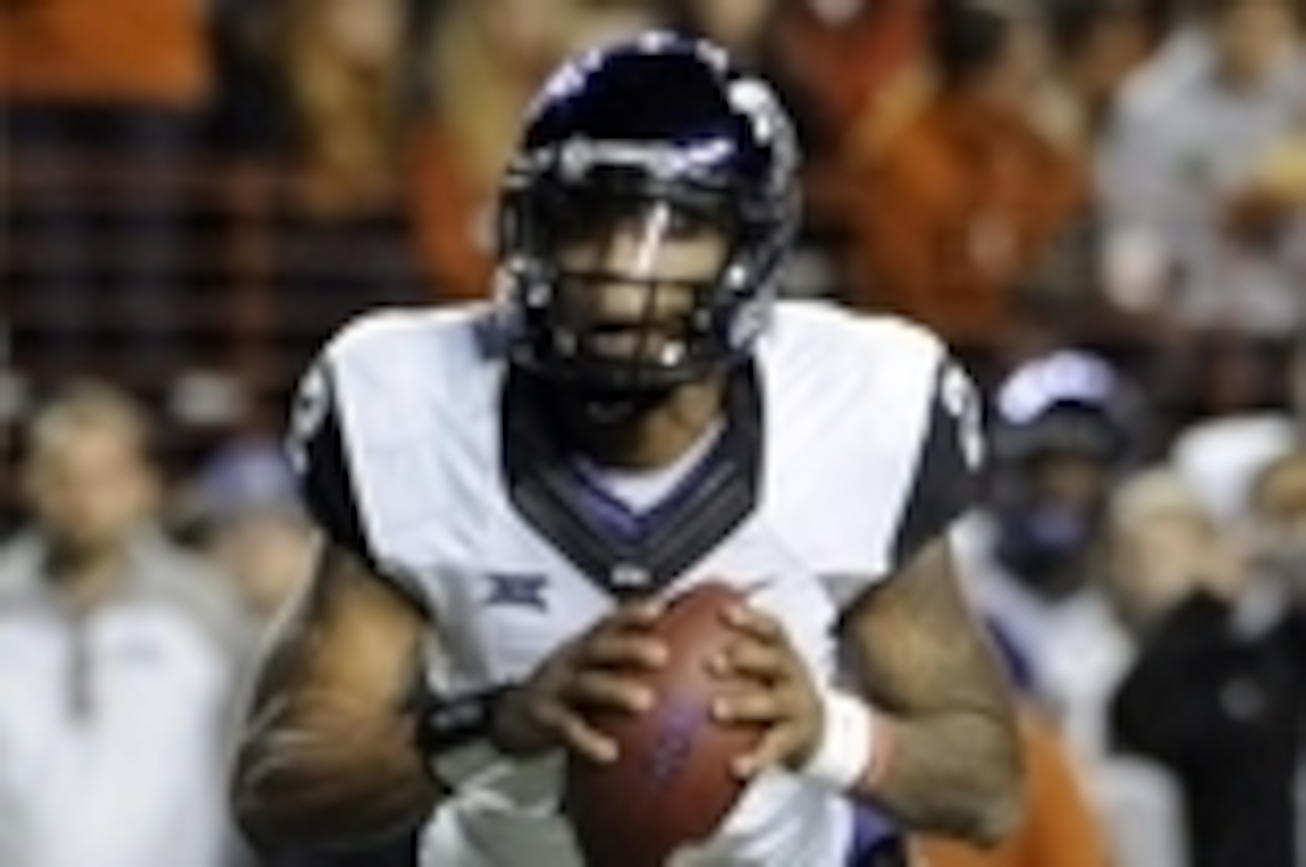 Nov 27, 2014; Austin, TX, USA; TCU Horned Frogs quarterback Trevone Boykin (2) drops back to pass against the Texas Longhorns during the game at Darrell K Royal-Texas Memorial Stadium. Mandatory Credit: Brendan Maloney-USA TODAY Sports Nov 27, 2014; Austin, TX, USA; TCU Horned Frogs quarterback Trevone Boykin (2) drops back to pass against the Texas Longhorns during the game at Darrell K Royal-Texas Memorial Stadium. Mandatory Credit: Brendan Maloney-USA TODAY Sports