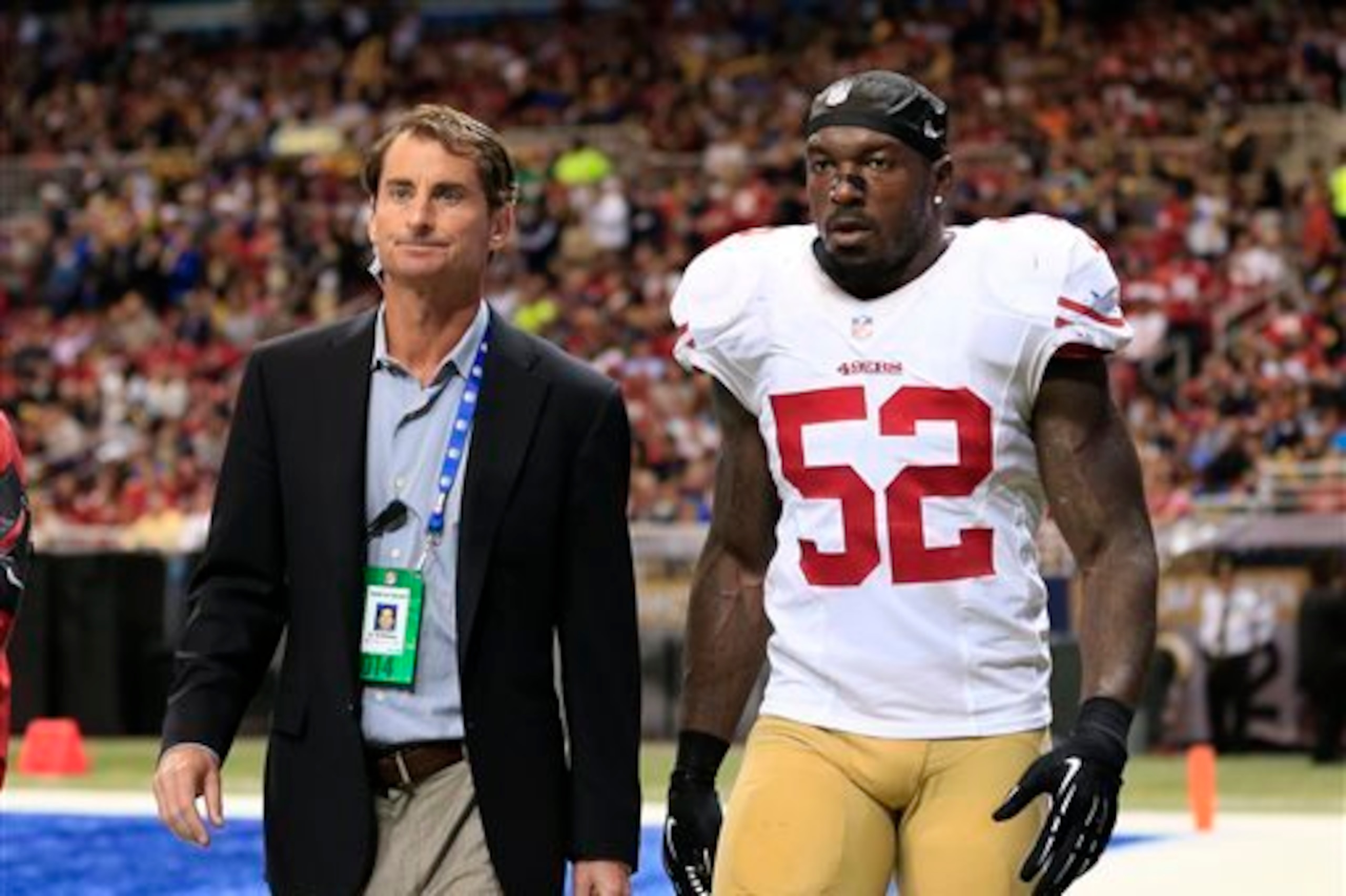 A consistently healthy McDonald up front has helped ease the loss of inside linebacker and team leader Patrick Willis (No. 52). A consistently healthy McDonald up front has helped ease the loss of inside linebacker and team leader Patrick Willis (No. 52).