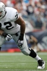Sep 21, 2014; Foxborough, MA, USA; Oakland Raiders tackle Donald Penn (72) during the second half against the New England Patriots at Gillette Stadium. Mandatory Credit: Winslow Townson-USA TODAY Sports