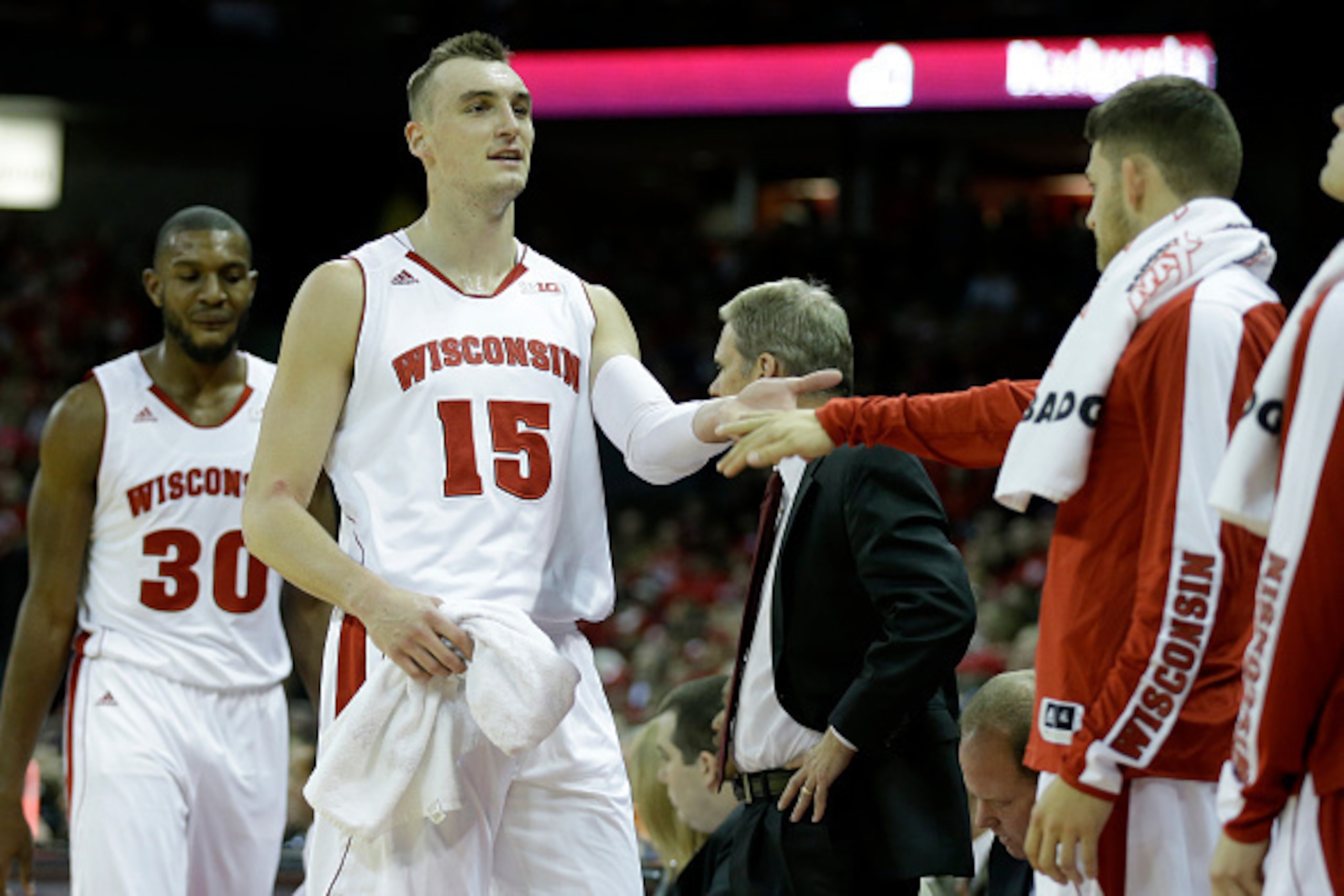 MADISON, WI - NOVEMBER 14: Sam Dekker#15 of the Wisconsin Badgers walks to the bench during the first half of play against the Northern Kentucky Norse at Kohl Center on November 14, 2014 in Madison, Wisconsin. (Photo by Mike McGinnis/Getty Images) MADISON, WI - NOVEMBER 14: Sam Dekker#15 of the Wisconsin Badgers walks to the bench during the first half of play against the Northern Kentucky Norse at Kohl Center on November 14, 2014 in Madison, Wisconsin. (Photo by Mike McGinnis/Getty Images)
