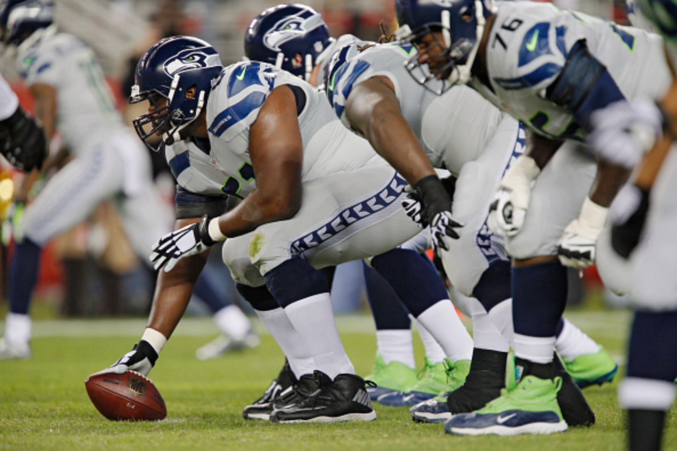 SANTA CLARA, CA - NOVEMBER 27:  Center Lemuel Jeanpierre #61 of the Seattle Seahawks prepares to snap the ball against the San Francisco 49ers in the first quarter on November 27, 2014 at Levi's Stadium in Santa Clara, California.  The Seahawks won 19-3. 