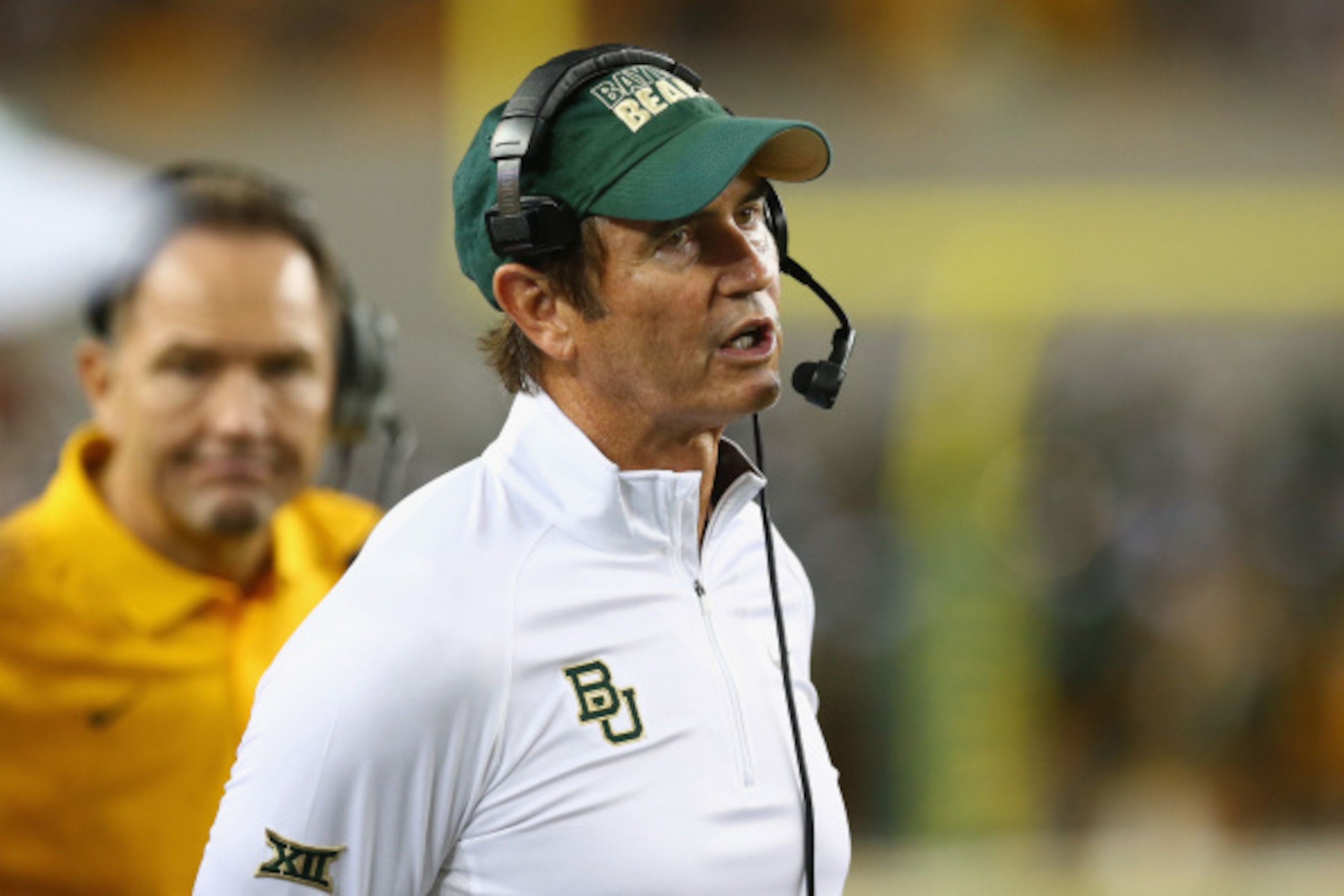 WACO, TX - AUGUST 31:  Head coach Art Briles of the Baylor Bears during play against the Southern Methodist Mustangs at McLane Stadium on August 31, 2014 in Waco, Texas.  (Photo by Ronald Martinez/Getty Images)