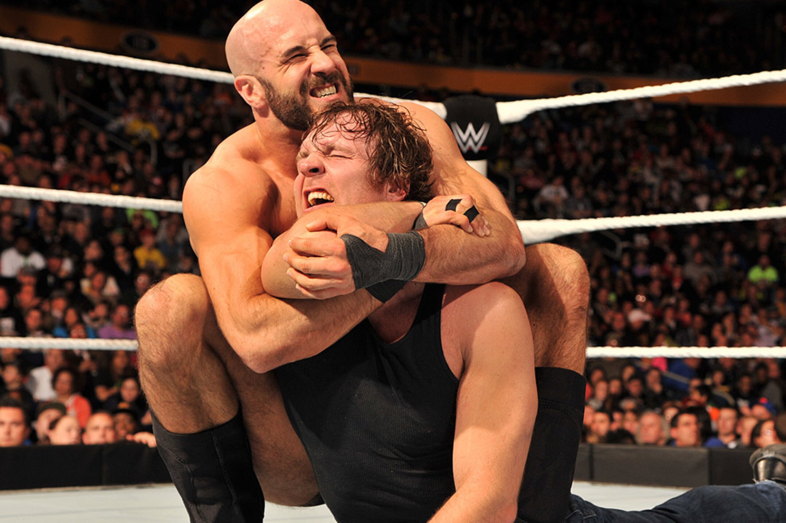 Cesaro battles Dean Ambrose. Cesaro battles Dean Ambrose.