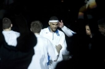 Mar 9, 2013; Lexington, KY, USA; Kentucky Wildcats forward Willie Cauley-Stein (15) is introduced before the game against the Florida Gators at Rupp Arena. Kentucky defeated Florida 61-57. Mandatory Credit: Mark Zerof-USA TODAY Sports