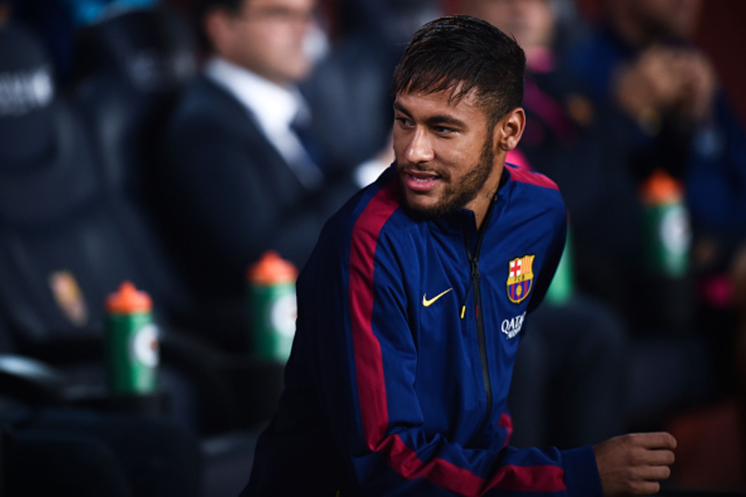 BARCELONA, SPAIN - NOVEMBER 01:  Neymar of FC Barcelona looks on prior to the La Liga match between FC Barcelona and Celta de Vigo at Camp Nou on November 1, 2014 in Barcelona, Spain.  (Photo by David Ramos/Getty Images)