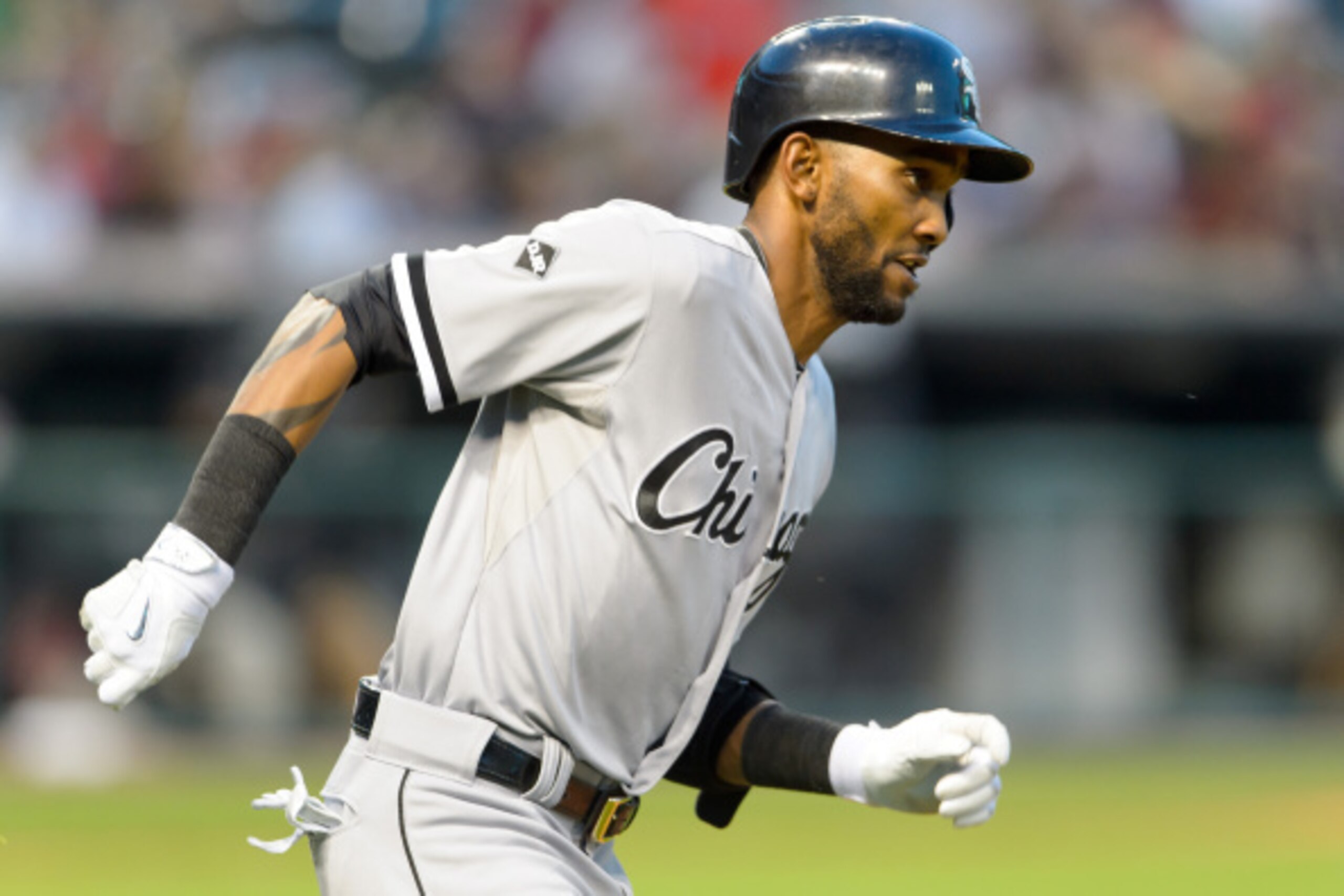 CLEVELAND, OH - SEPTEMBER 5: Alexei Ramirez #10 of the Chicago White Sox rounds the bases after hitting a solo home run during the third inning against the Cleveland Indians at Progressive Field on September 5, 2014 in Cleveland, Ohio. (Photo by Jason Mil