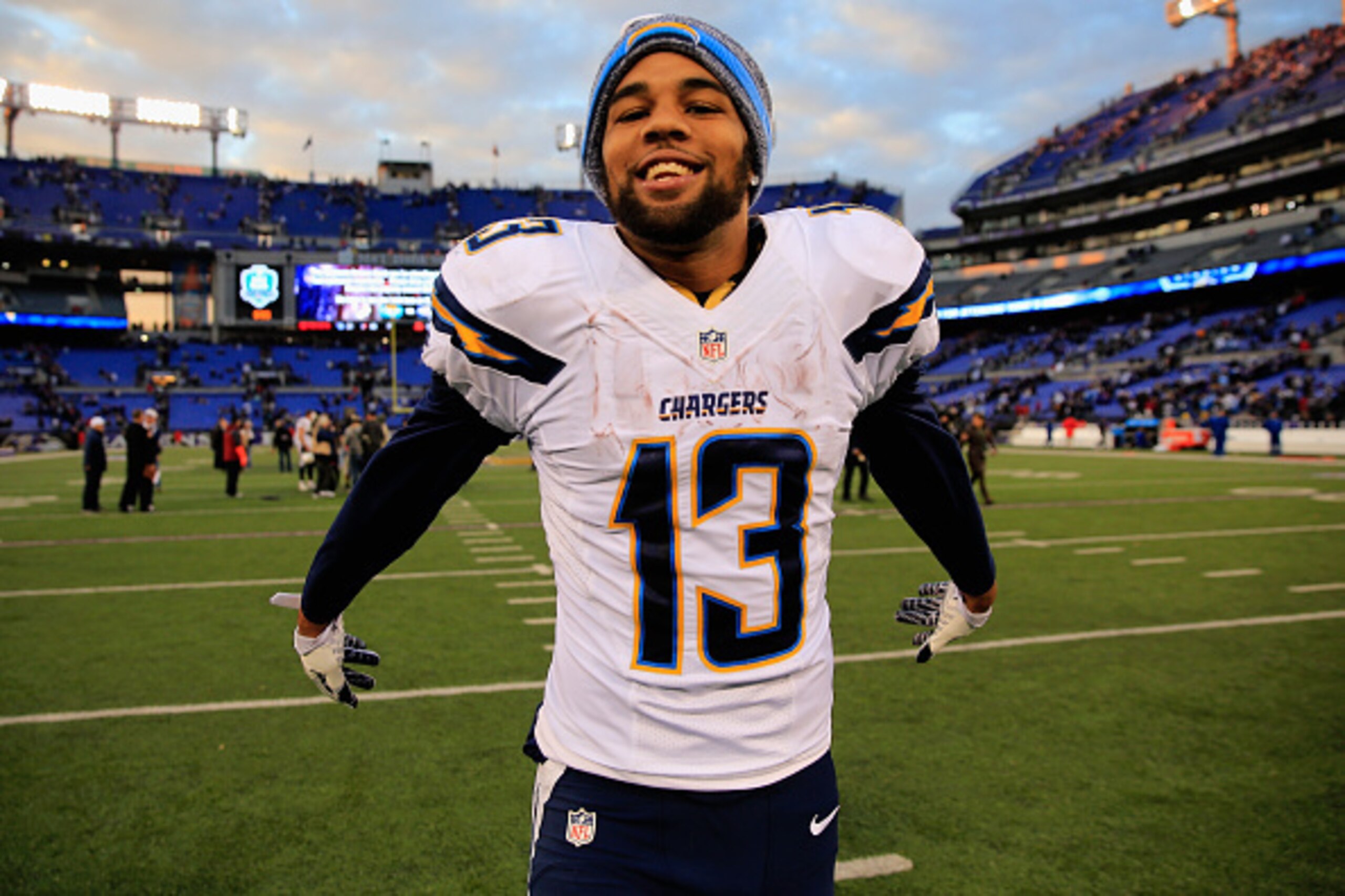 BALTIMORE, MD - NOVEMBER 30: Wide receiver Keenan Allen #13 of the San Diego Chargers celebrates after the San Diego Chargers defeated the Baltimore Ravens 34-33 at M&T Bank Stadium on November 30, 2014 in Baltimore, Maryland. (Photo by Rob Carr/Getty Im BALTIMORE, MD - NOVEMBER 30: Wide receiver Keenan Allen #13 of the San Diego Chargers celebrates after the San Diego Chargers defeated the Baltimore Ravens 34-33 at M&T Bank Stadium on November 30, 2014 in Baltimore, Maryland. (Photo by Rob Carr/Getty Im