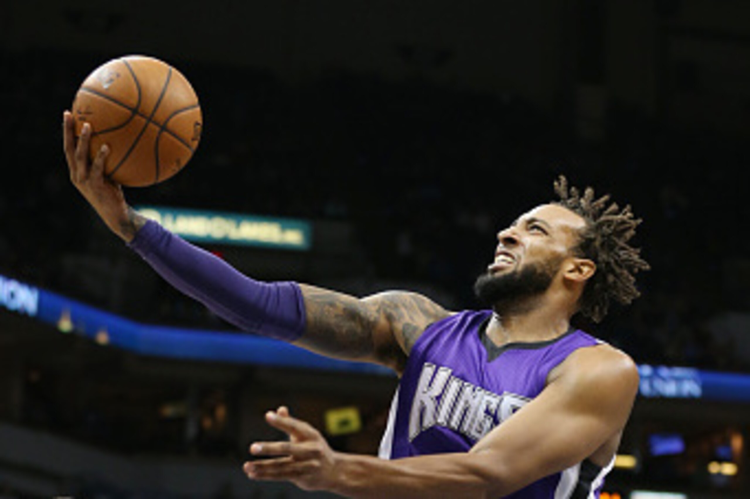 MINNEAPOLIS, MN -  NOVEMBER 22: Derrick Williams #13 of the Sacramento Kings goes for the lay up against the Minnesota Timberwolves during the game on November 22, 2014 at Target Center in Minneapolis, Minnesota. NOTE TO USER: User expressly acknowledges 