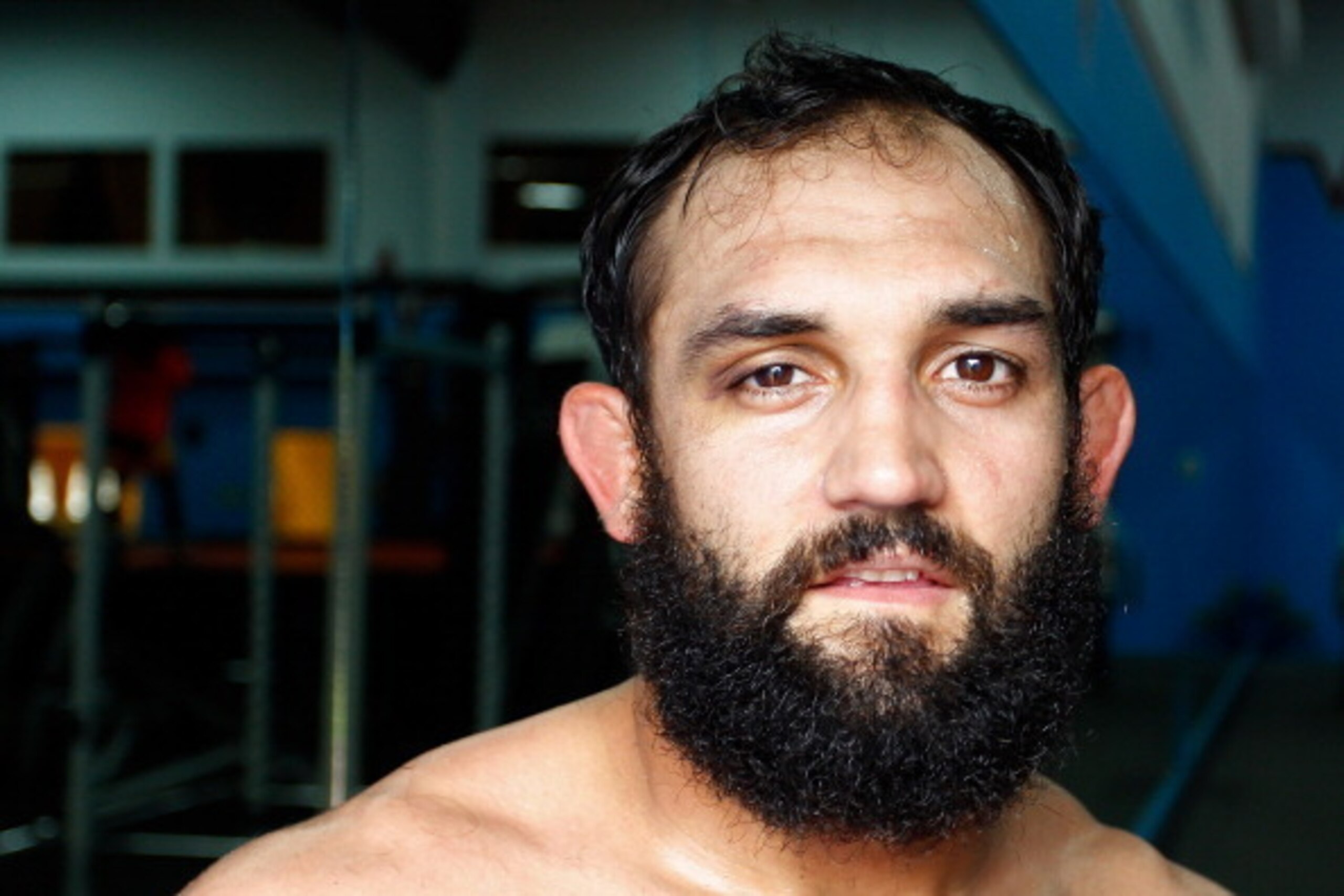 PANTEGO, TX - OCTOBER 28:  Mixed martial arts fighter Johny Hendricks looks on after a workout at Velociti Fitness on October 28, 2013 in Pantego, Texas.  (Photo by Sarah Glenn/Getty Images)
