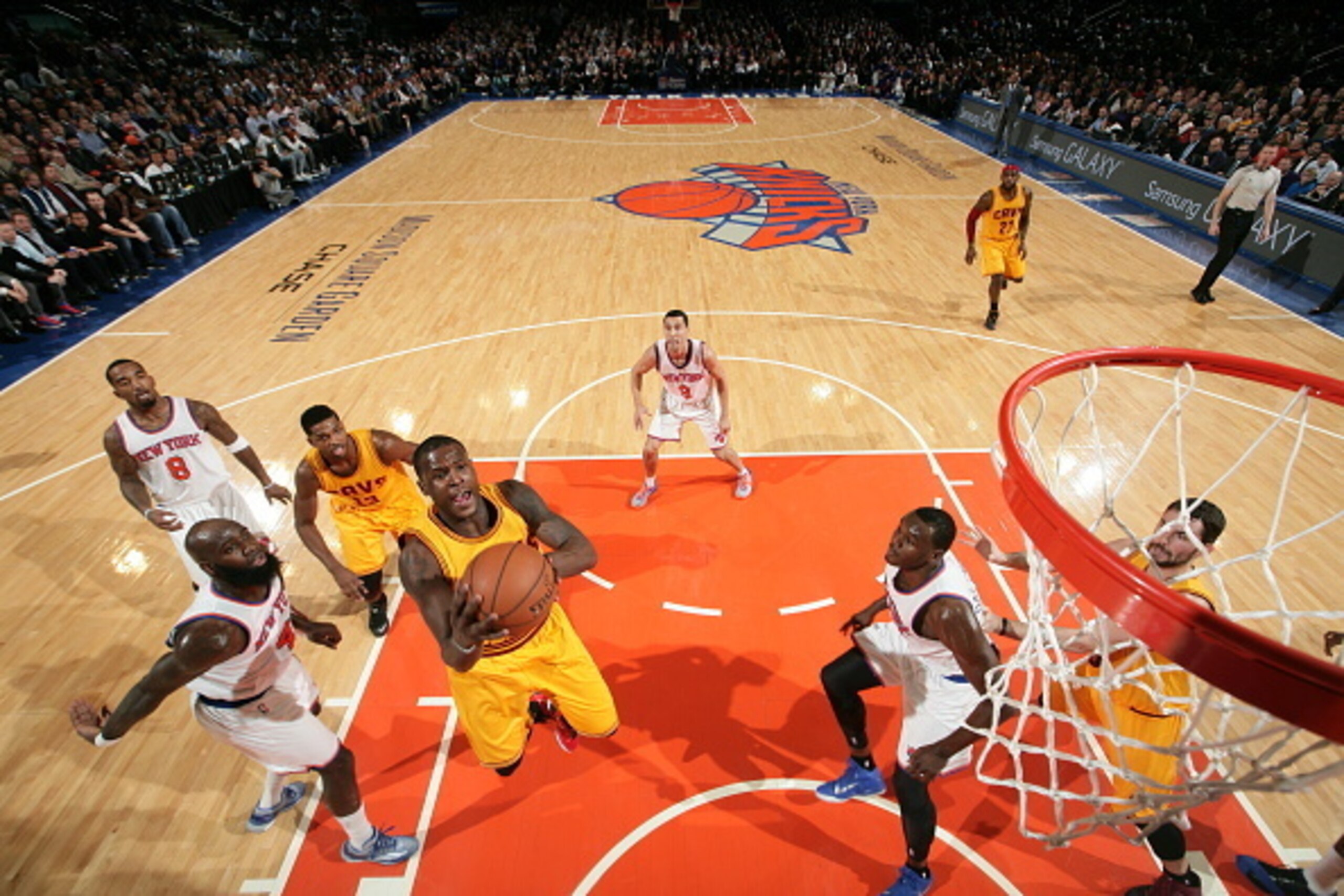 NEW YORK, NY - DECEMBER 4: Dion Waiters #3 of the Cleveland Cavaliers goes up for a shot against the New York Knicks at Madison Square Garden in New York City, New York on December 4, 2014.  NOTE TO USER: User expressly acknowledges and agrees that, by do