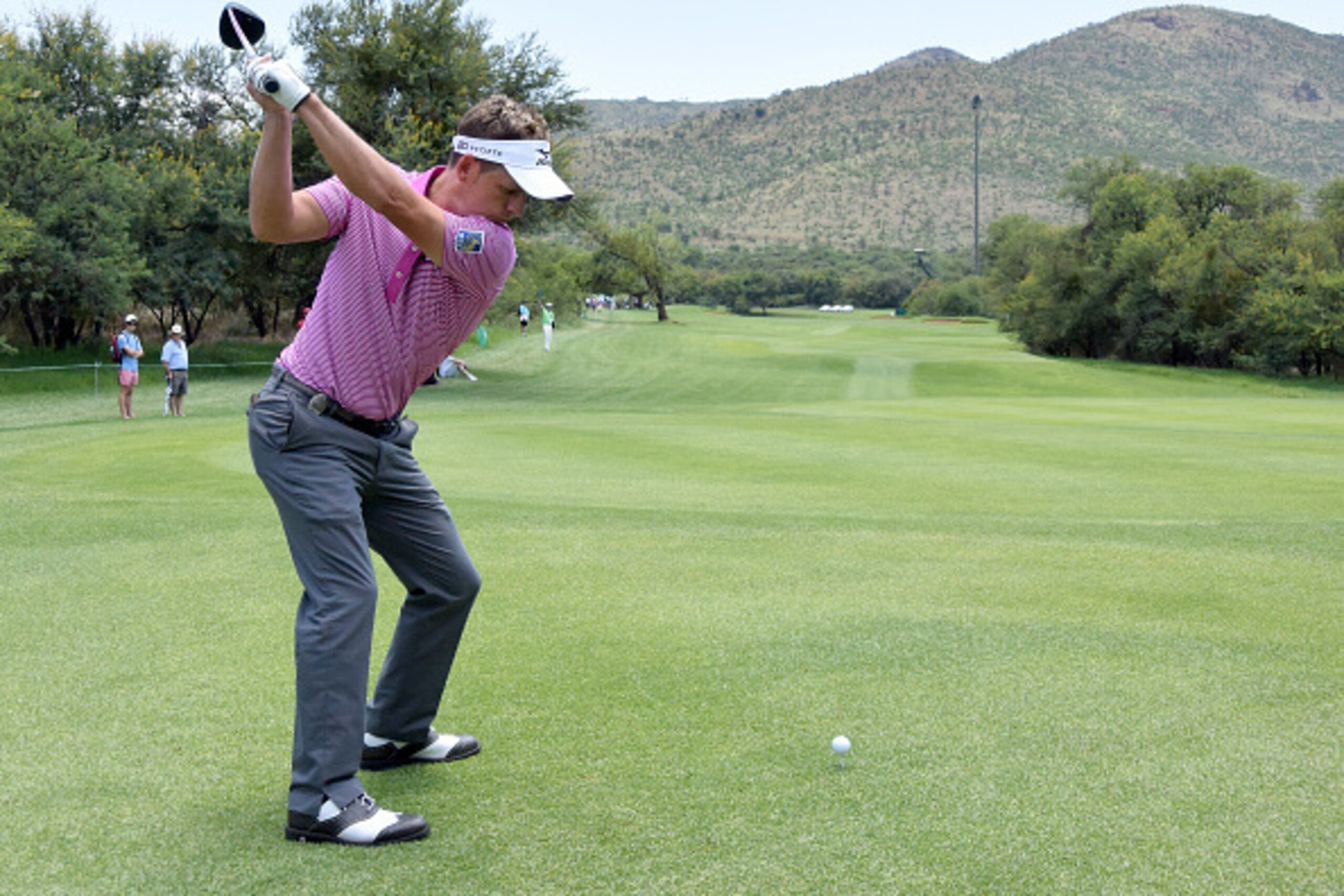 SUN CITY, SOUTH AFRICA - DECEMBER 05:  Luke Donald of England tee's off at the 2nd during the second round of the Nedbank Golf Challenge at the Gary Player Country Club on December 5, 2014 in Sun City, South Africa.  (Photo by Richard Heathcote/Getty Imag