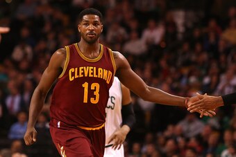 BOSTON, MA - NOVEMBER 14: Tristan Thompson #13 of the Cleveland Cavaliers reacts after a play in the first half against the Boston Celtics at TD Garden on November 14, 2014 in Boston, Massachusetts. NOTE TO USER: User expressly acknowledges and agrees tha