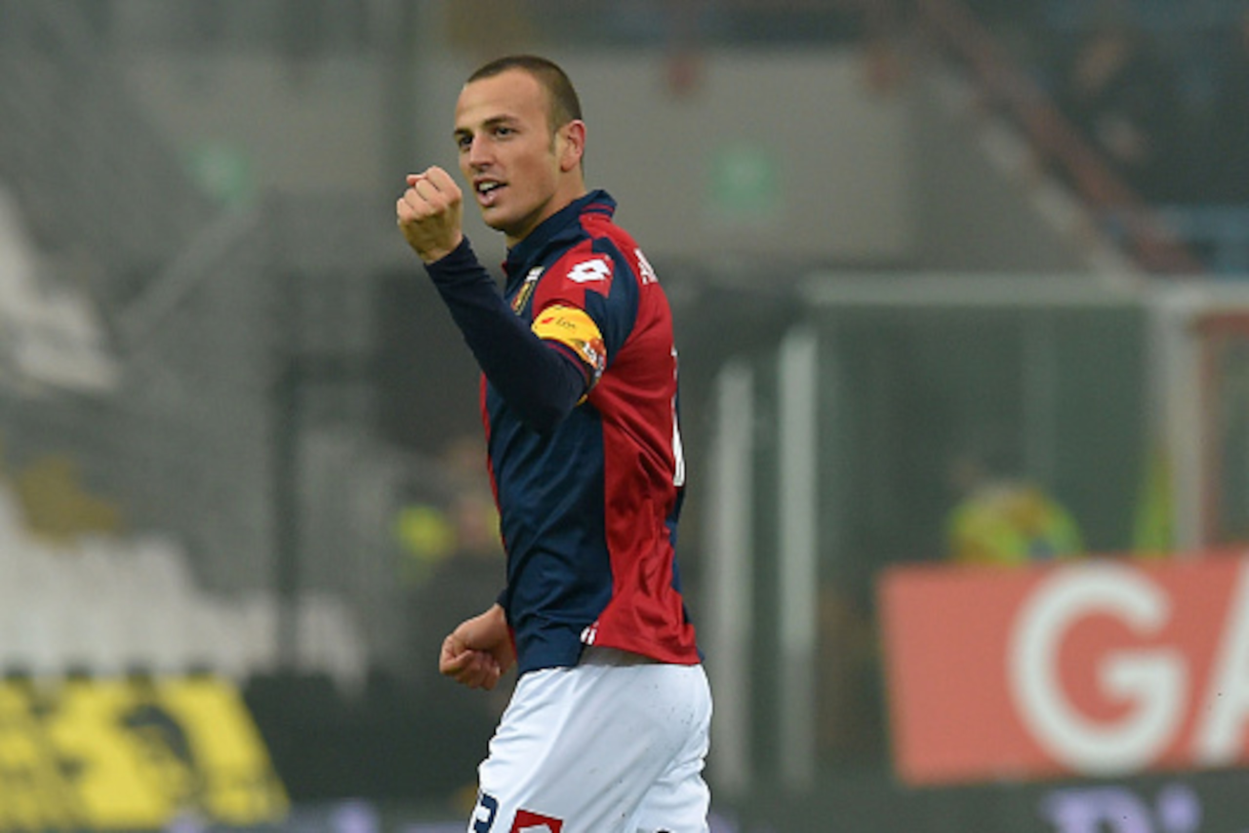 CESENA, ITALY - NOVEMBER 30:  Luca Antonelli of Genoa celebrates after scoring the goal 0-2 during the Serie A match between AC Cesena and Genoa CFC at Dino Manuzzi Stadium on November 30, 2014 in Cesena, Italy.  (Photo by Giuseppe Bellini/Getty Images)