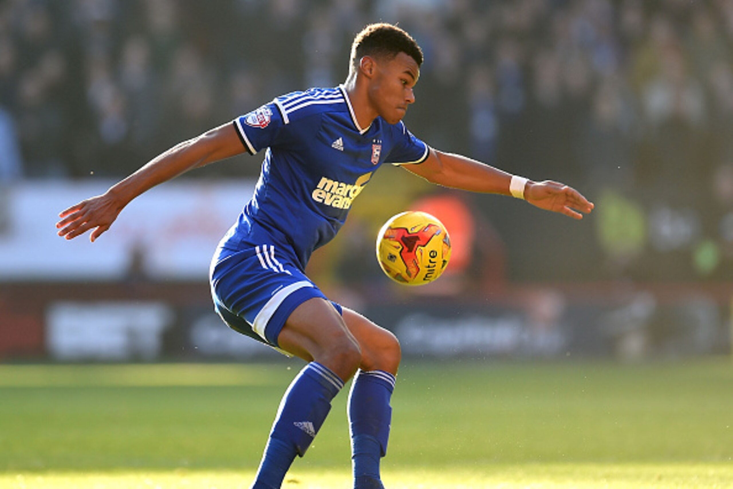 LONDON, ENGLAND - NOVEMBER 29: Tyrone Mings of Ipswich Town in action during the Sky Bet Championship match between Charlton Athletic and Ipswich Town at The Valley on November 29, 2014 in London, England. (Photo by Tom Dulat/Getty Images)