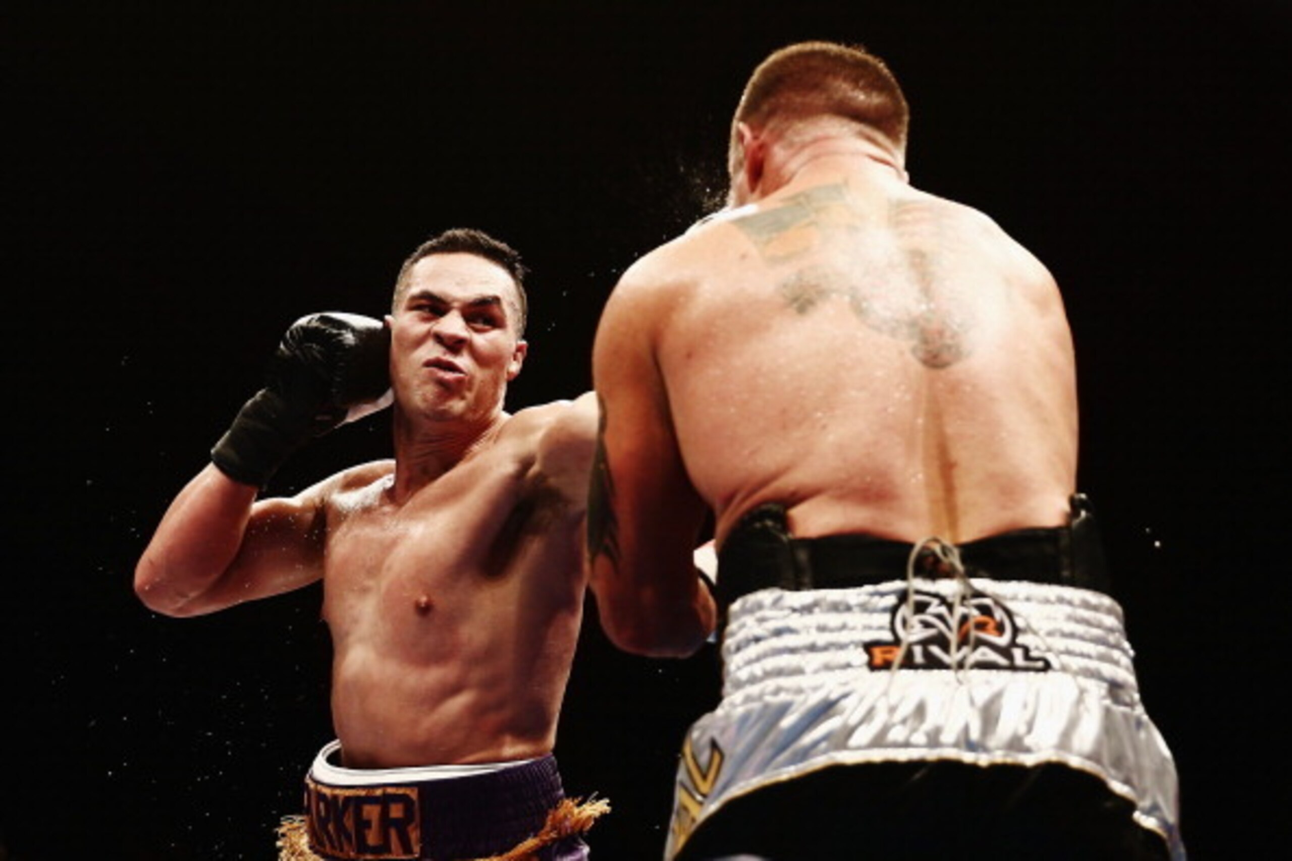 AUCKLAND, NEW ZEALAND - JULY 05:  Joseph Parker of New Zealand fights Brian Minto of USA during the New Zealand Heavyweight bout between Joseph Parker and Brian Minto at Vodafone Events Centre on July 5, 2014 in Auckland, New Zealand.  (Photo by Hannah Pe