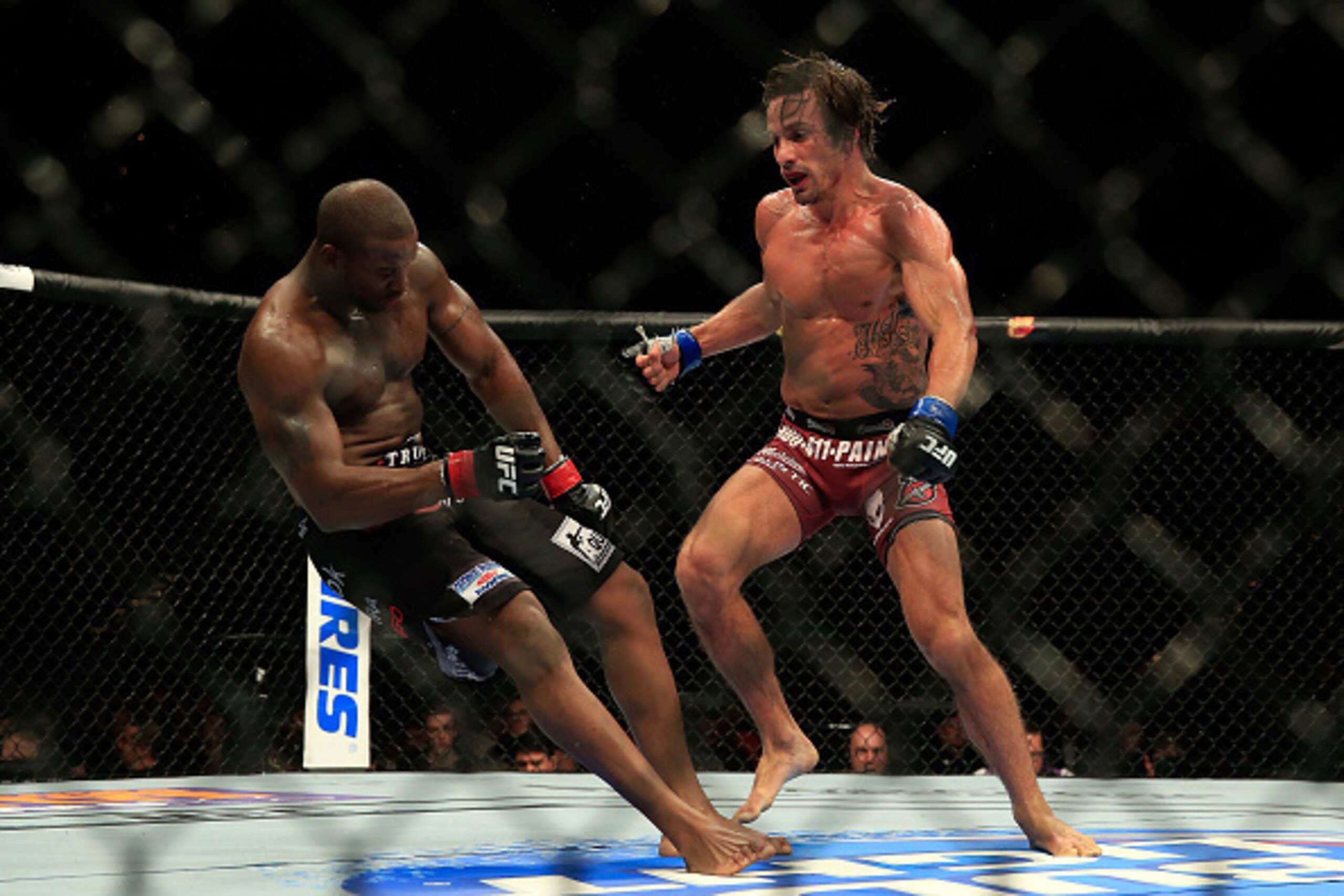 LAS VEGAS, NV - DECEMBER 06:  Josh Samman knocks out  Eddie Gordon to win their fight during the UFC 181 event at the Mandalay Bay Events Center on December 6, 2014 in Las Vegas, Nevada.  (Photo by Alex Trautwig/Getty Images)