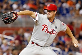 MIAMI, FL - SEPTEMBER 23:  Cole Hamels #35 of the Philadelphia Phillies pitches during the third inning of the game against the Miami Marlins at Marlins Park on September 23, 2014 in Miami, Florida.  (Photo by Rob Foldy/Getty Images)