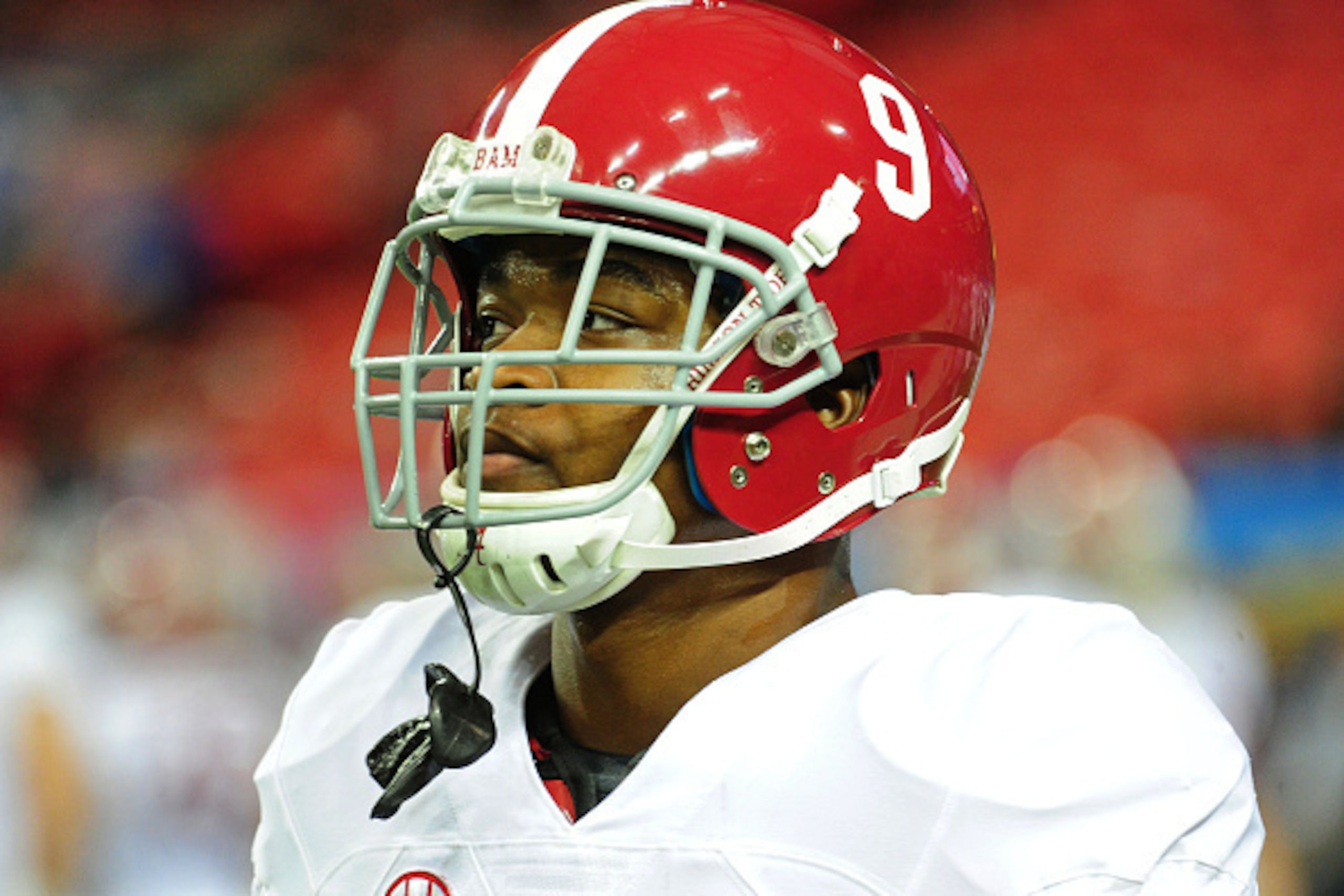 ATLANTA, GA - DECEMBER 06: Amari Cooper #9 of the Alabama Crimson Tide warms up before the SEC Championship game against the Missouri Tigers at the Georgia Dome on December 6, 2014 in Atlanta, Georgia. (Photo by Scott Cunningham/Getty Images)