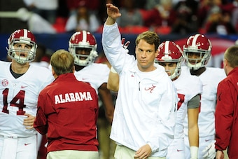 ATLANTA, GA - DECEMBER 06:  Offensive Coordinator Lane Kiffin prepares for the SEC Championship game against the Missouri Tigers at the Georgia Dome on December 6, 2014 in Atlanta, Georgia.  (Photo by Scott Cunningham/Getty Images)