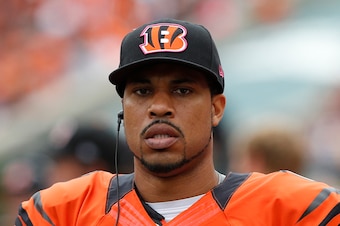 Oct 12, 2014; Cincinnati, OH, USA; Cincinnati Bengals quarterback Jason Campbell (17) against the Carolina Panthers at Paul Brown Stadium. The Bengals and the Panthers tie in overtime 37-37. Mandatory Credit: Aaron Doster-USA TODAY Sports