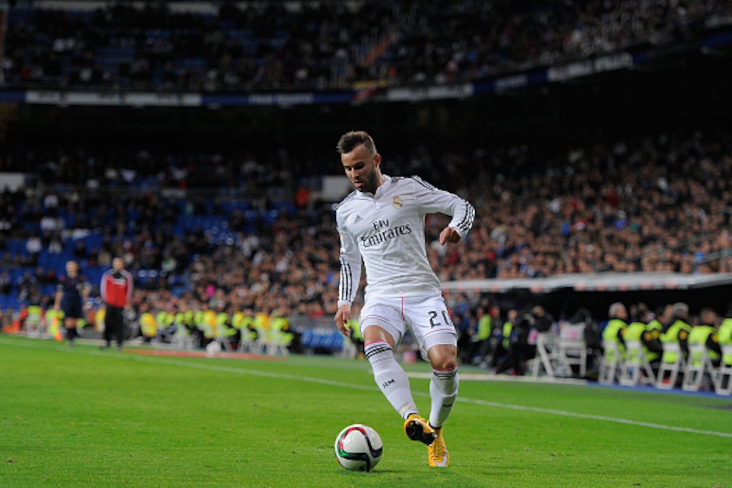 MADRID, SPAIN - DECEMBER 02: Jese Rodriguez of Real Madrid controls the ball during the Copa Del Rey Round of 32, Second Leg match between Real Madrid CF and Cornella at Santiago Bernabeu stadium on December 2, 2014 in Madrid, Spain. (Photo by Denis Doy MADRID, SPAIN - DECEMBER 02: Jese Rodriguez of Real Madrid controls the ball during the Copa Del Rey Round of 32, Second Leg match between Real Madrid CF and Cornella at Santiago Bernabeu stadium on December 2, 2014 in Madrid, Spain. (Photo by Denis Doy