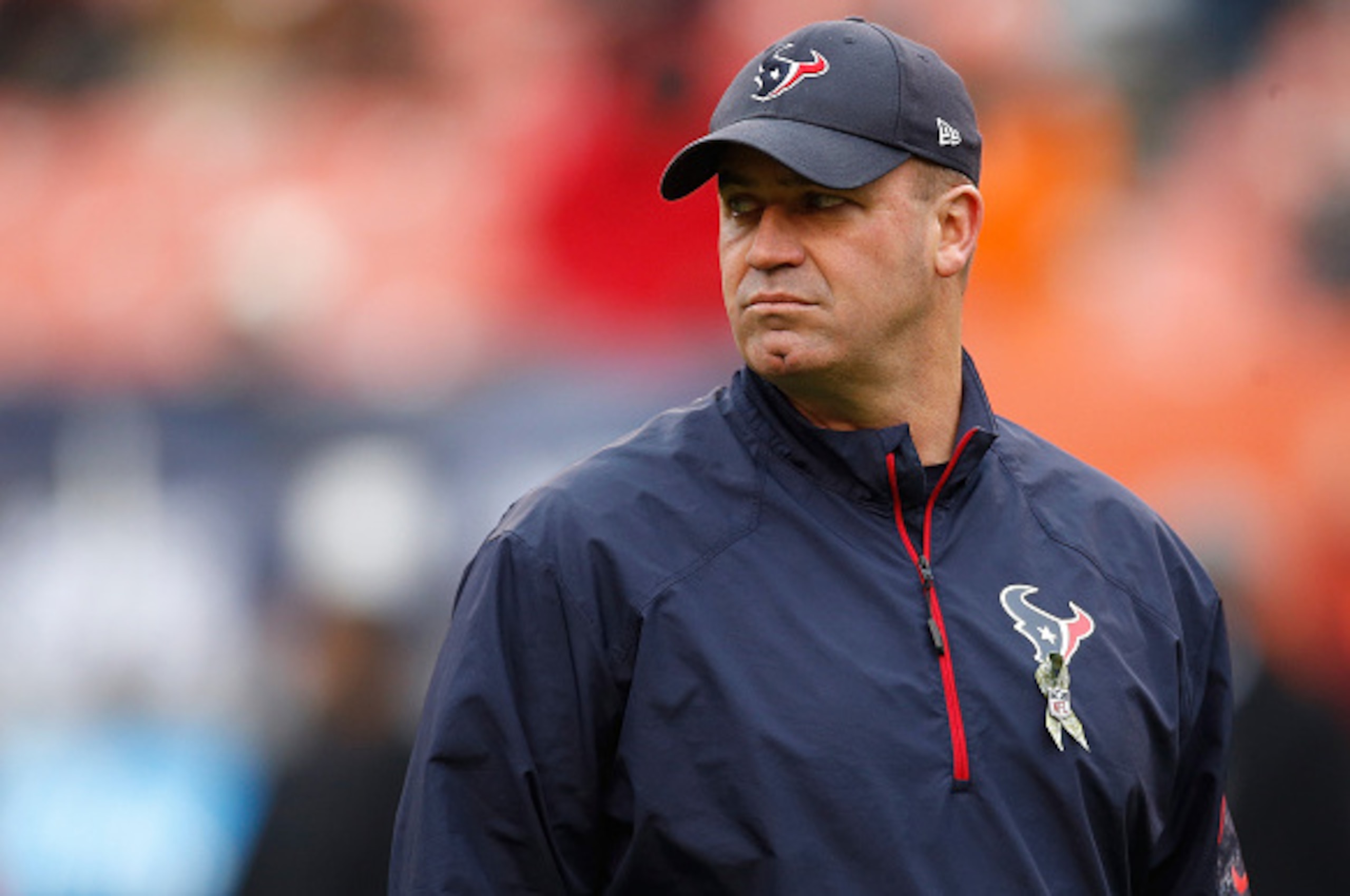 CLEVELAND, OH - NOVEMBER 16:  Head coach Bill O'Brien of the Houston Texans looks on during warmups prior to the game against the Cleveland Browns at FirstEnergy Stadium on November 16, 2014 in Cleveland, Ohio.  (Photo by Gregory Shamus/Getty Images)