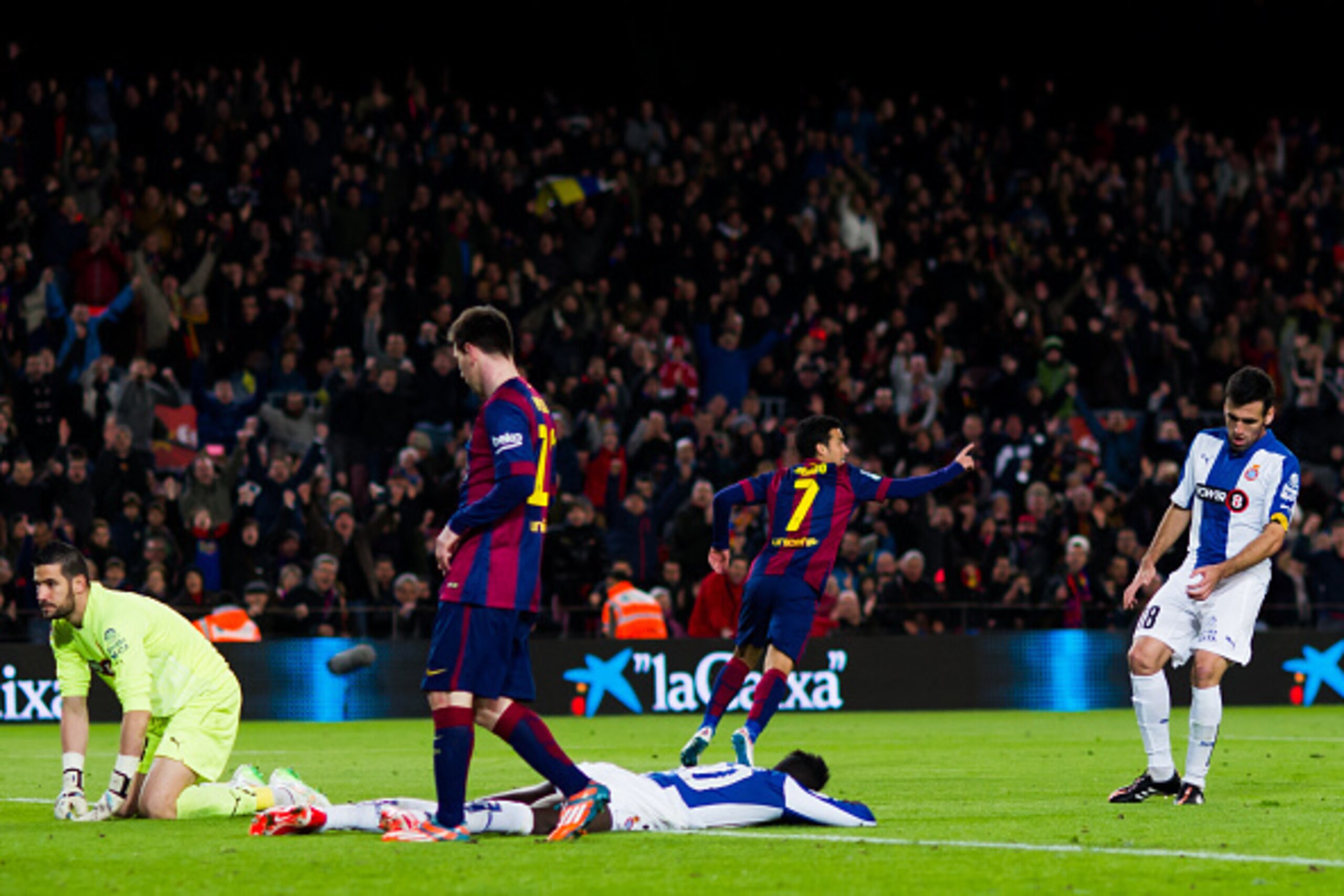 BARCELONA, SPAIN - DECEMBER 07: Pedro Rodriguez of FC Barcelona celebrates after scoring his team's fourth goal during the La Liga match between FC Barcelona and RCD Espanyol at Camp Nou on December 7, 2014 in Barcelona, Spain. (Photo by Alex Caparros/Get BARCELONA, SPAIN - DECEMBER 07: Pedro Rodriguez of FC Barcelona celebrates after scoring his team's fourth goal during the La Liga match between FC Barcelona and RCD Espanyol at Camp Nou on December 7, 2014 in Barcelona, Spain. (Photo by Alex Caparros/Get