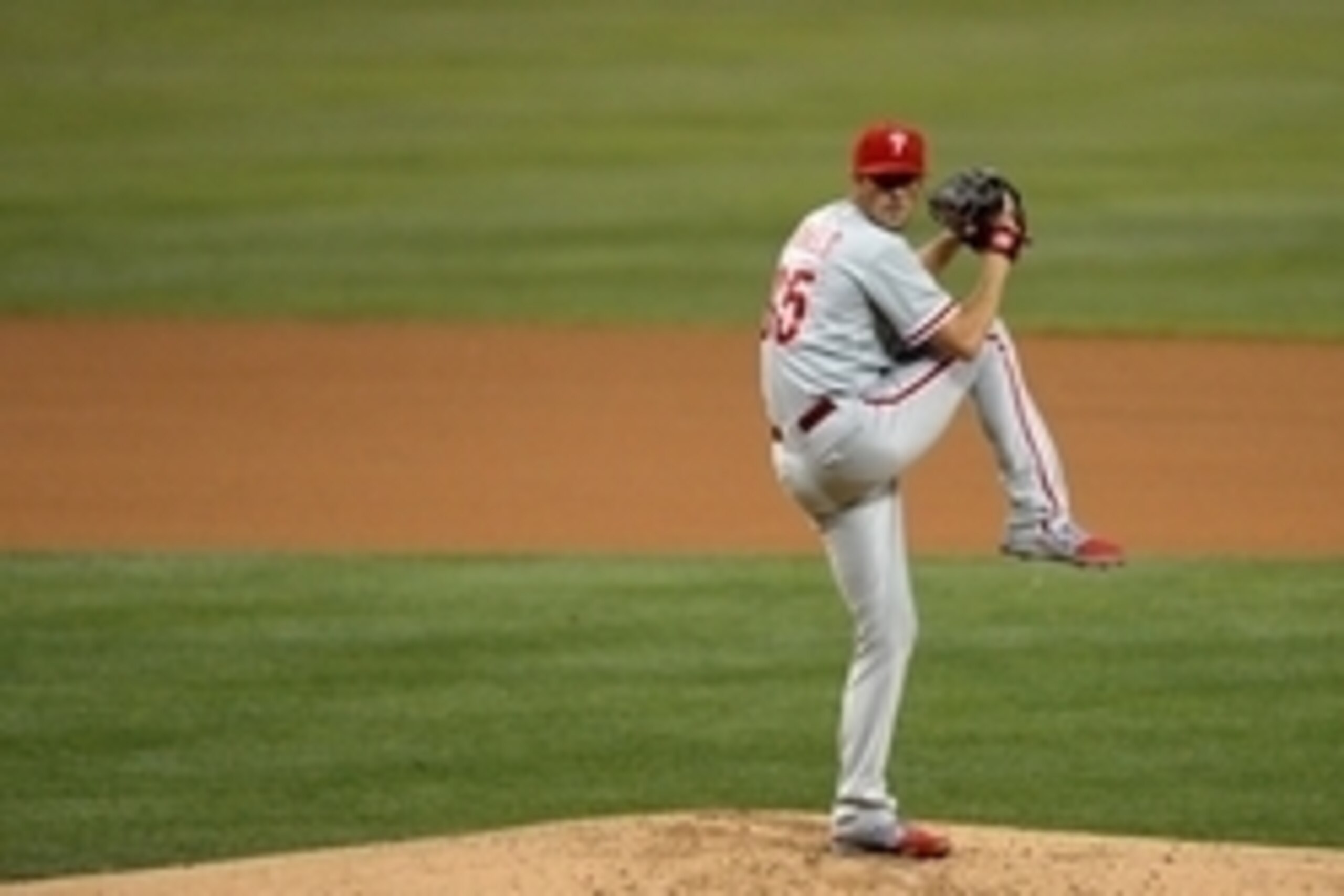 Sep 17, 2014; San Diego, CA, USA; Philadelphia Phillies starting pitcher Cole Hamels (35) pitches during the second inning against the San Diego Padres at Petco Park. Mandatory Credit: Jake Roth-USA TODAY Sports