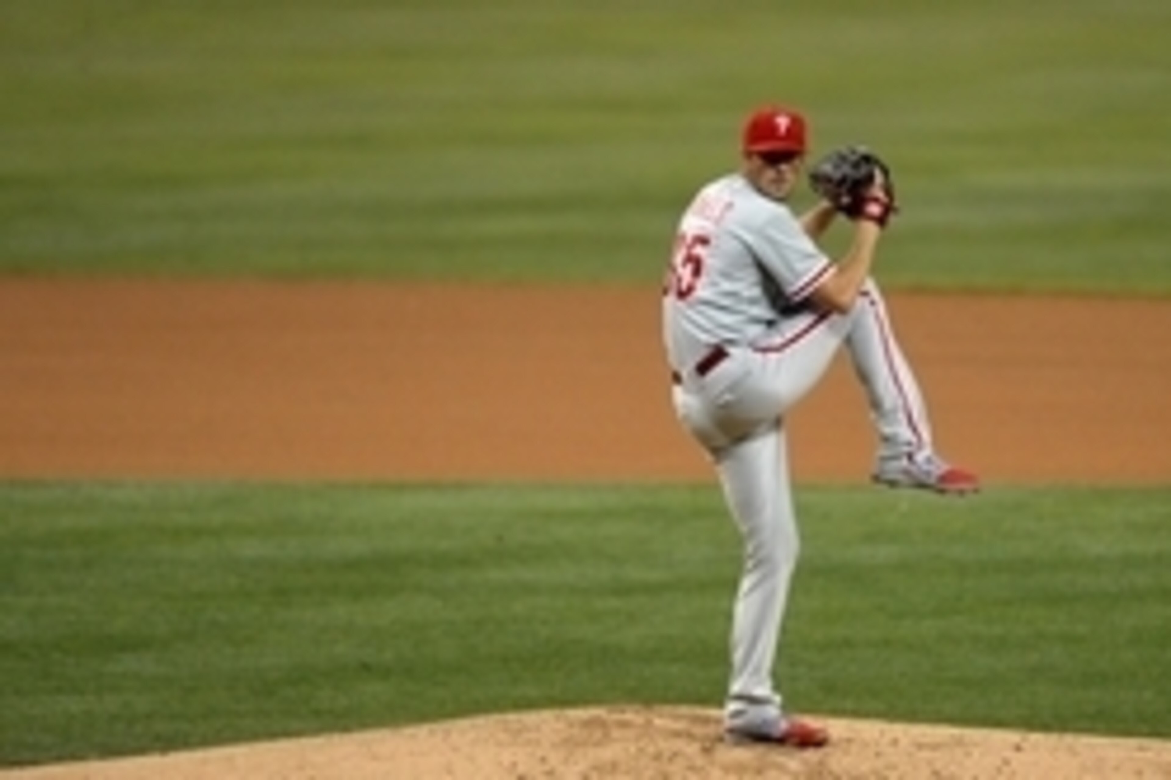 Sep 17, 2014; San Diego, CA, USA; Philadelphia Phillies starting pitcher Cole Hamels (35) pitches during the second inning against the San Diego Padres at Petco Park. Mandatory Credit: Jake Roth-USA TODAY Sports