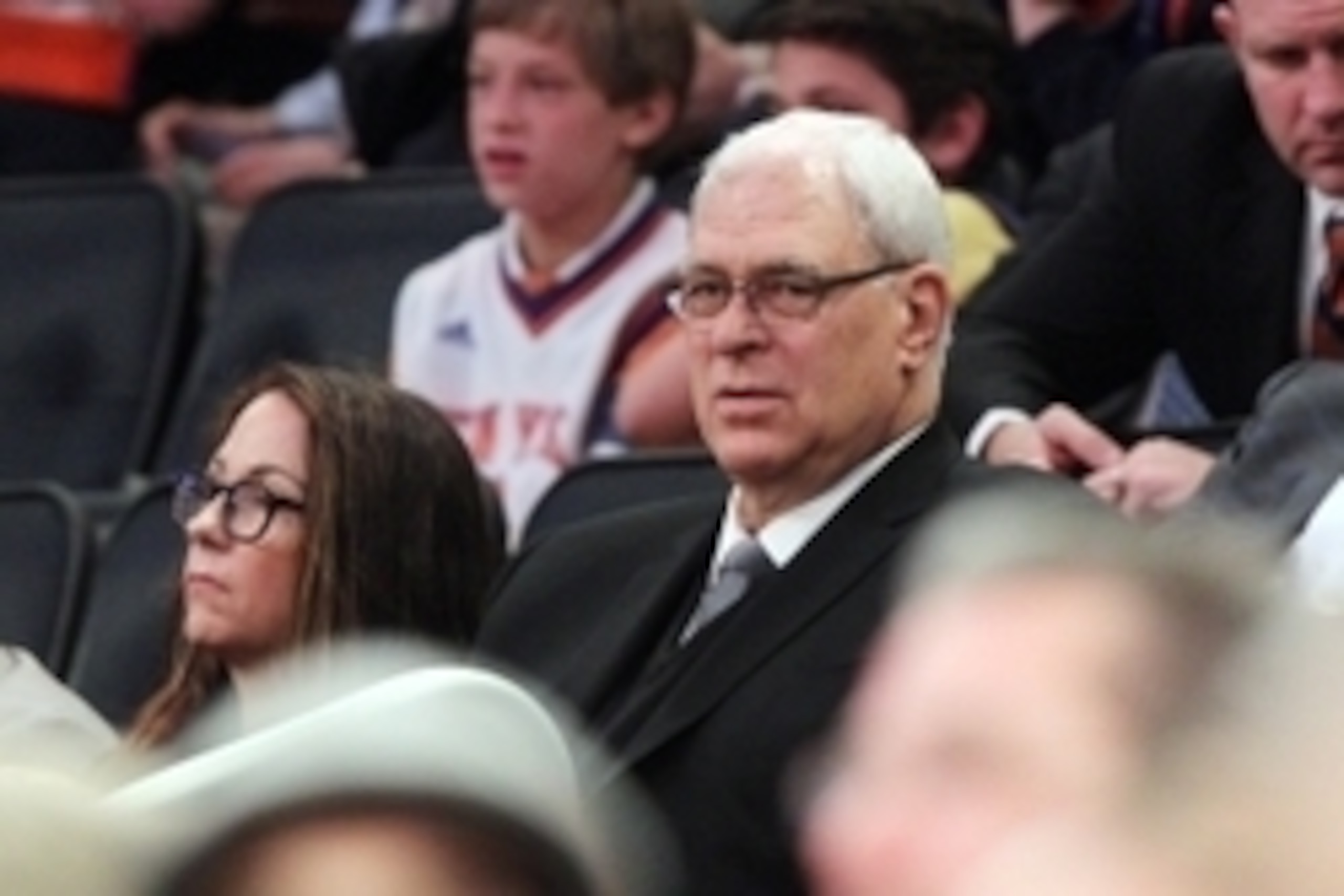 Mar 19, 2014; New York, NY, USA; New York Knicks new president Phil Jackson looks on from the stands during the first quarter of a game against the Indiana Pacers at Madison Square Garden. Mandatory Credit: Brad Penner-USA TODAY Sports