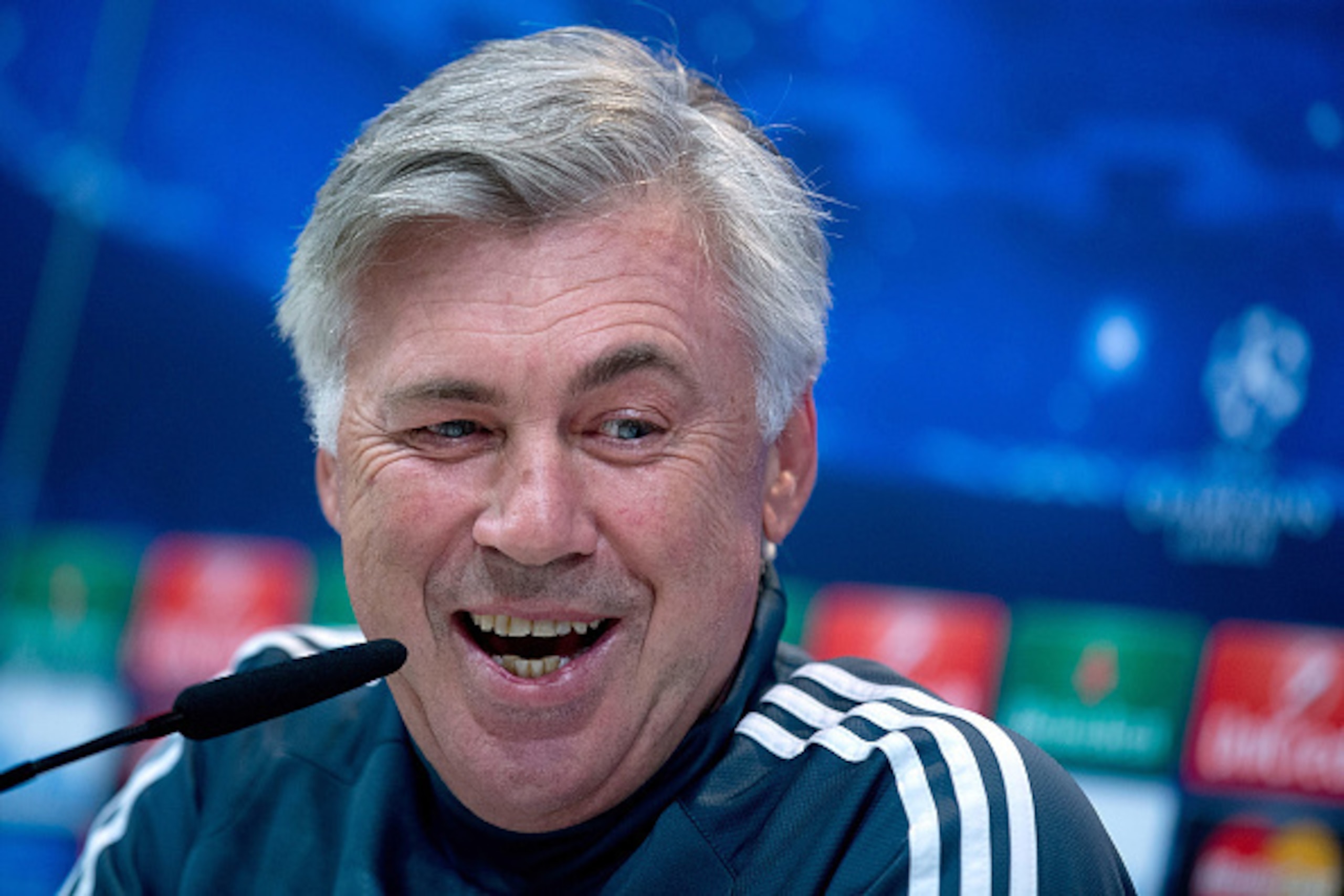 MADRID, SPAIN - NOVEMBER 03:  Head coach Carlo Ancelotti of Real Madrid CF answers questions from the media during a press conference ahead of the UEFA Champions League match against Liverpool FC at Valdebebas training ground on November 3, 2014 in Madrid