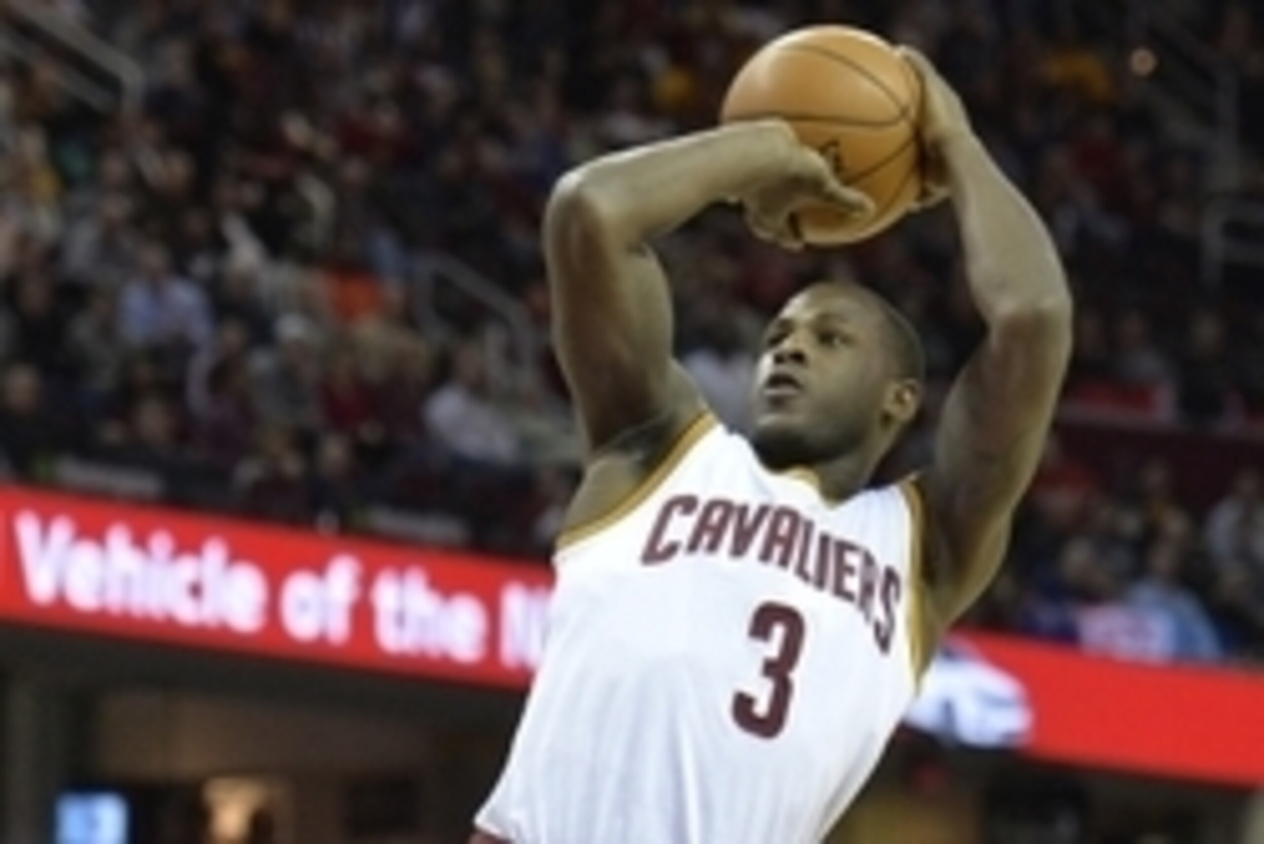 Dec 9, 2014; Cleveland, OH, USA; Cleveland Cavaliers guard Dion Waiters (3) shoots the ball in the first quarter against the Toronto Raptors at Quicken Loans Arena. Mandatory Credit: David Richard-USA TODAY Sports