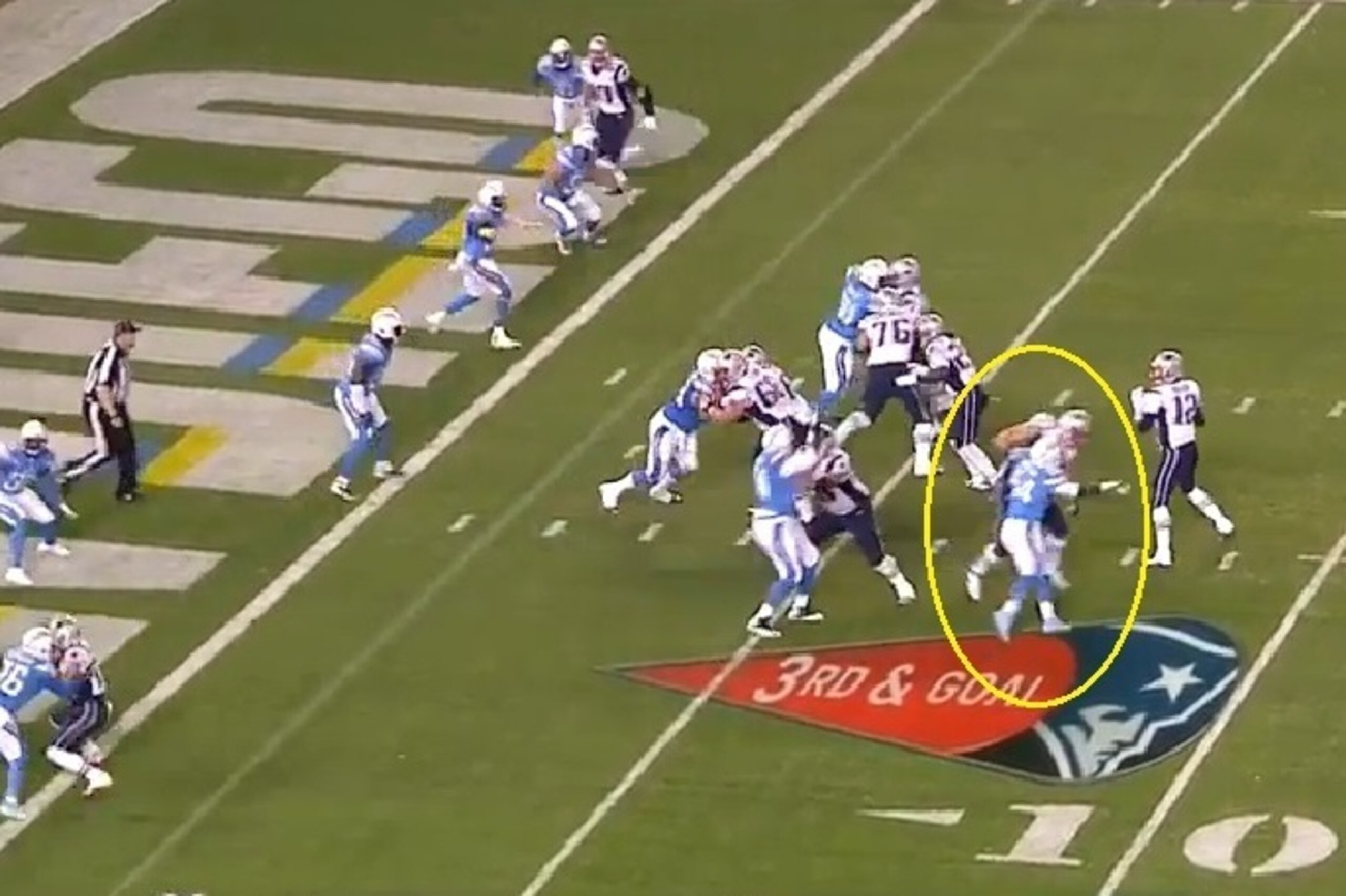 Ingram's stout frame and excellent hand usage helps him get Solder off his feet.