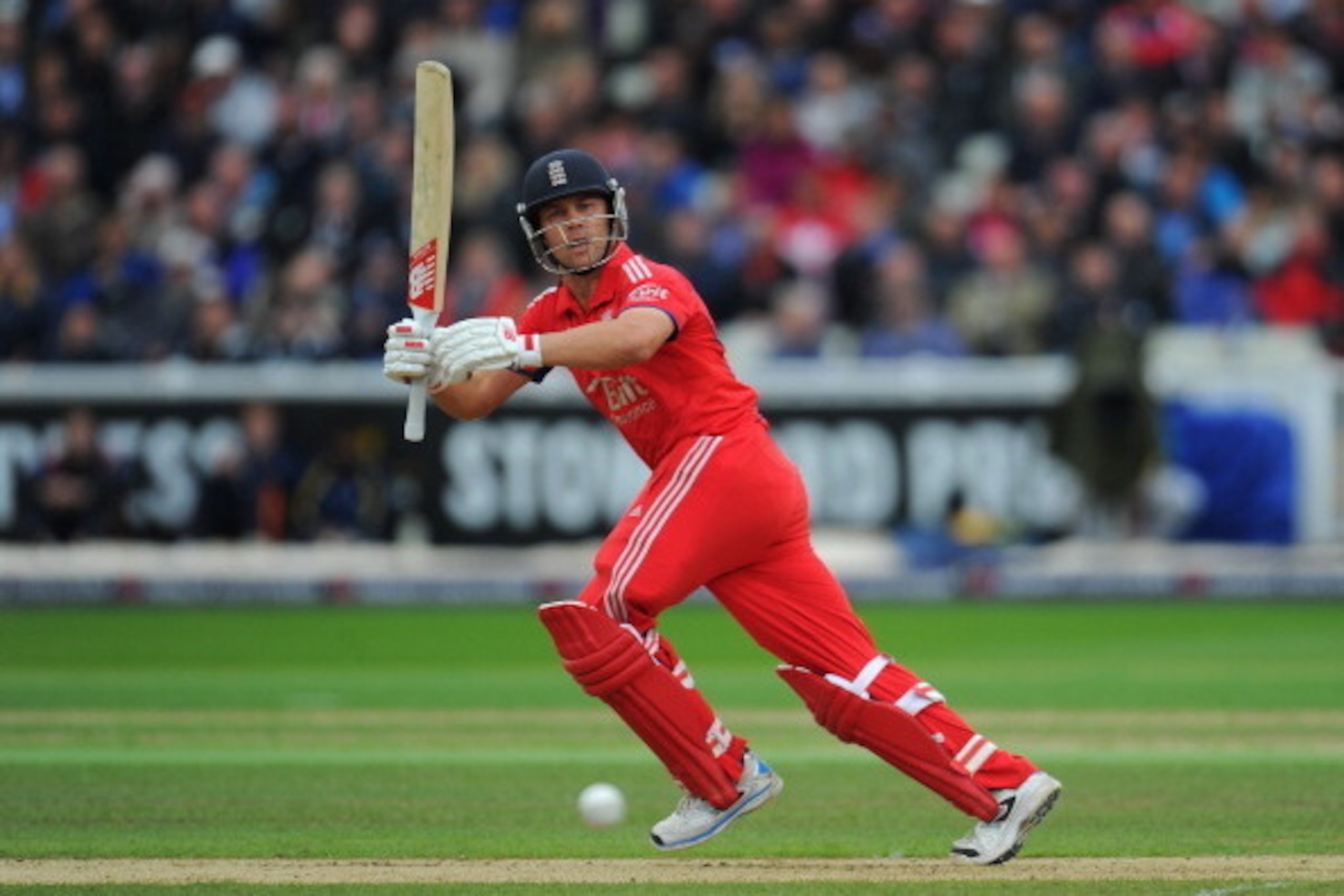 BIRMINGHAM, ENGLAND - SEPTEMBER 11:  England batsman Jonathan Trott picks up some runs during the 3rd Natwest Series One Day International between England and Australia at Edgbaston on September 11, 2013 in Birmingham, England.  (Photo by Stu Forster/Gett