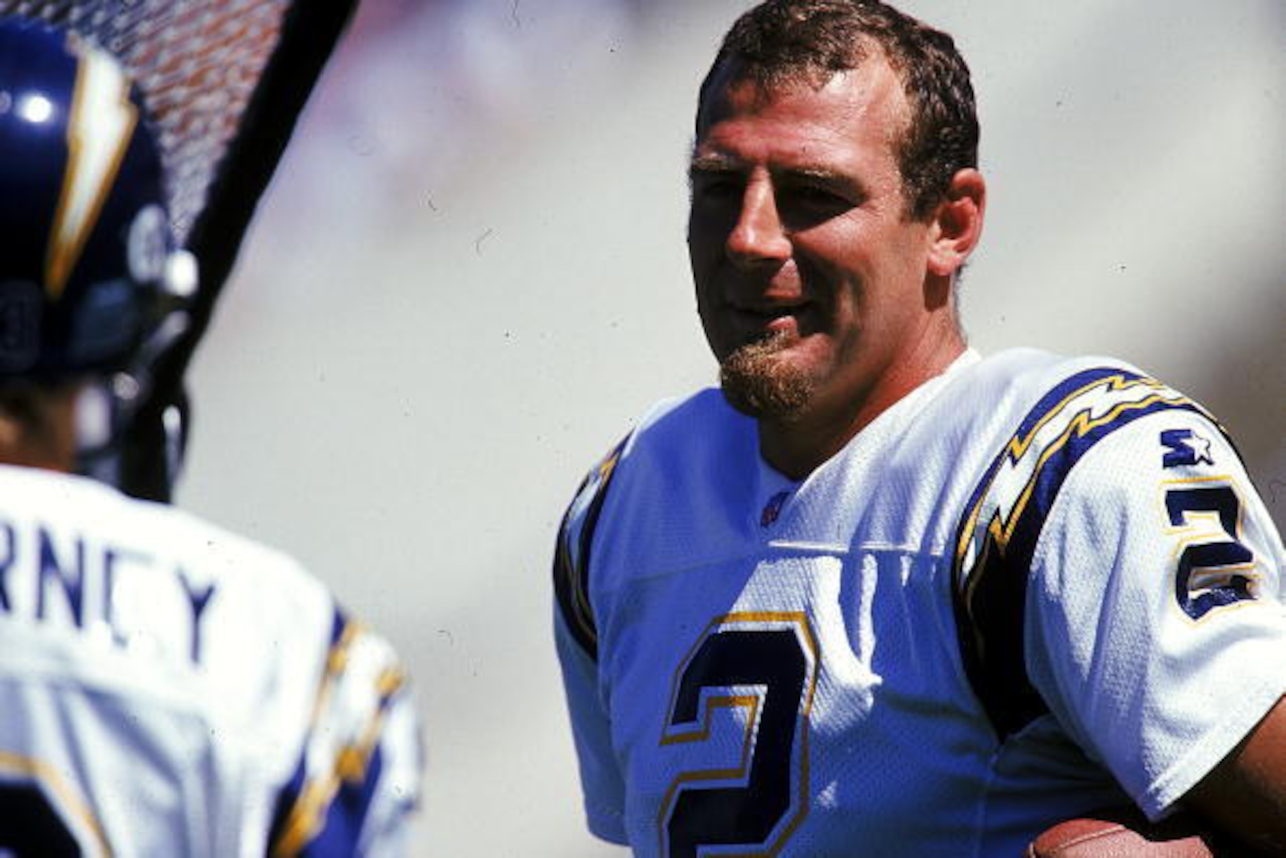 3 Sep 1995: Darren Bennett #2 of the San Diego Chargers talks to teammate John Carney #3 during a game against the Oakland Raiders at the Alameda Stadium in Oakland, California. The Raiders defeated the Chargers 17-7. Mandatory Credit: Mike Powell  /Allsp