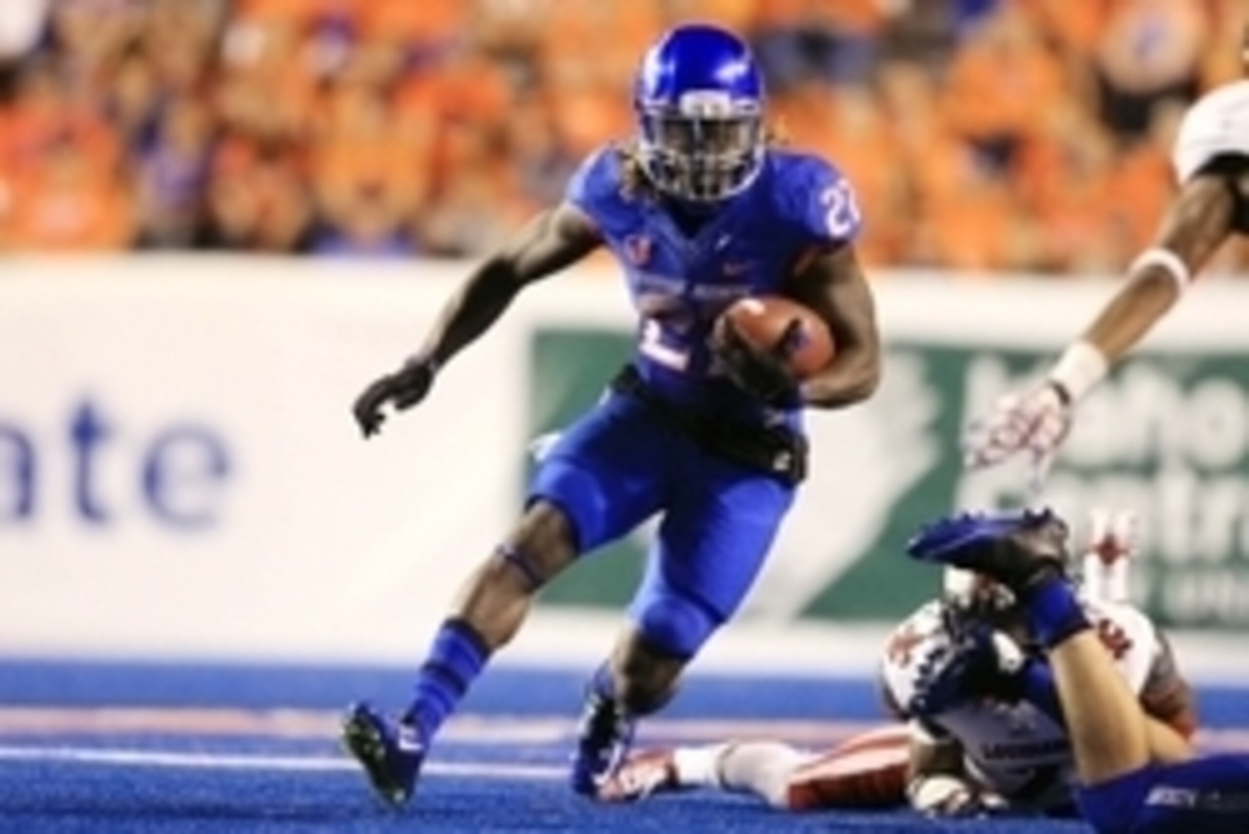 Sep 20, 2014; Boise, ID, USA; Boise State Broncos running back Jay Ajayi (27) during the second half against the UL Lafayette Ragin Cajuns at Albertsons Stadium. Boise State defeats UL Lafayette 34-9. Mandatory Credit: Brian Losness-USA TODAY Sports