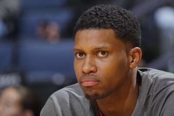 OAKLAND, CA - DECEMBER 3: Rudy Gay #22 of the Toronto Raptors looks on in a game against the Golden State Warriors on December 3, 2013 at Oracle Arena in Oakland, California. NOTE TO USER: User expressly acknowledges and agrees that, by downloading and or