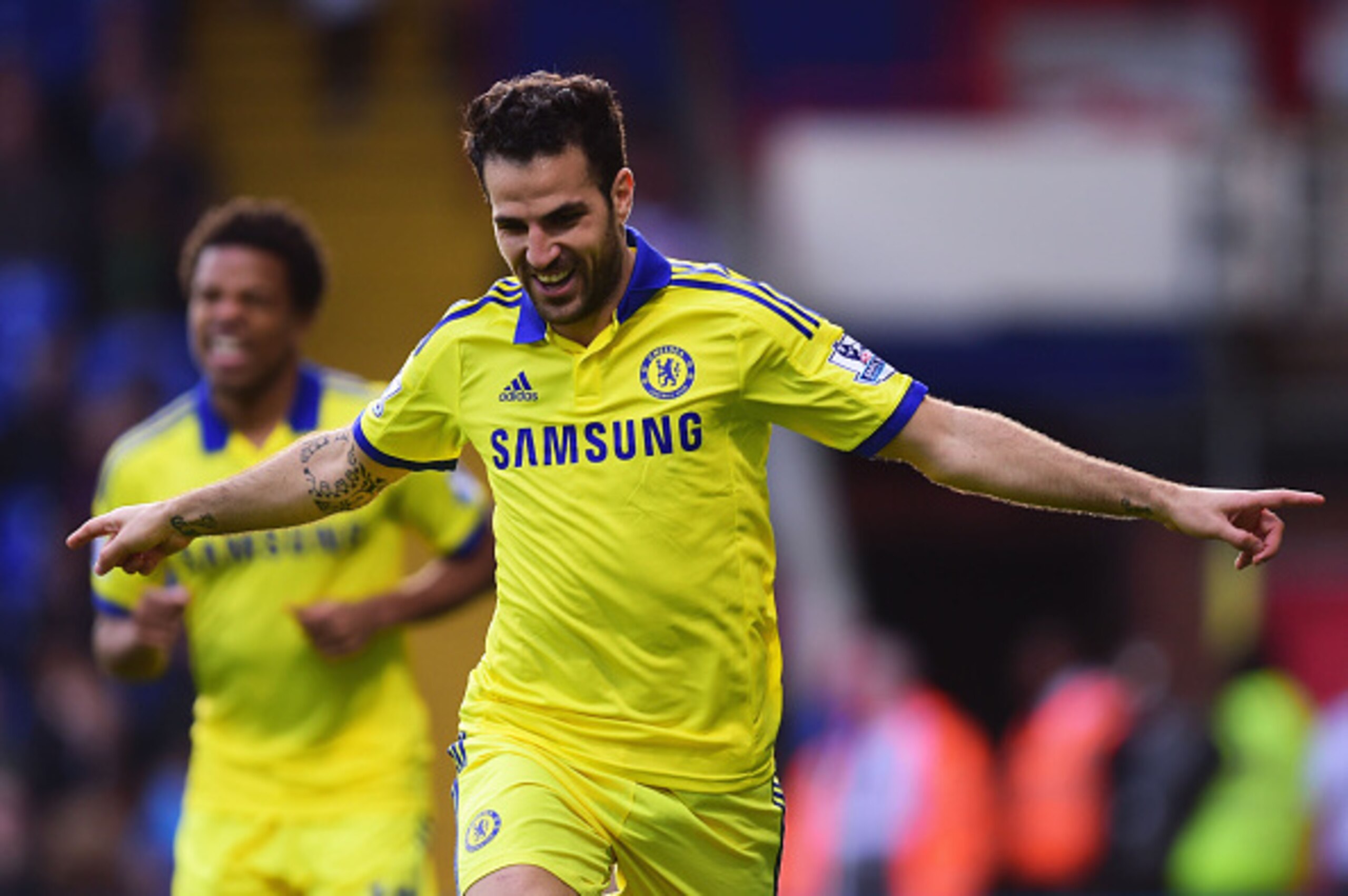 LONDON, ENGLAND - OCTOBER 18:  Cesc Fabregas of Chelsea celebrates as he scores their second goal during the Barclays Premier League match between Crystal Palace and Chelsea at Selhurst Park on October 18, 2014 in London, England.  (Photo by Jamie McDonal
