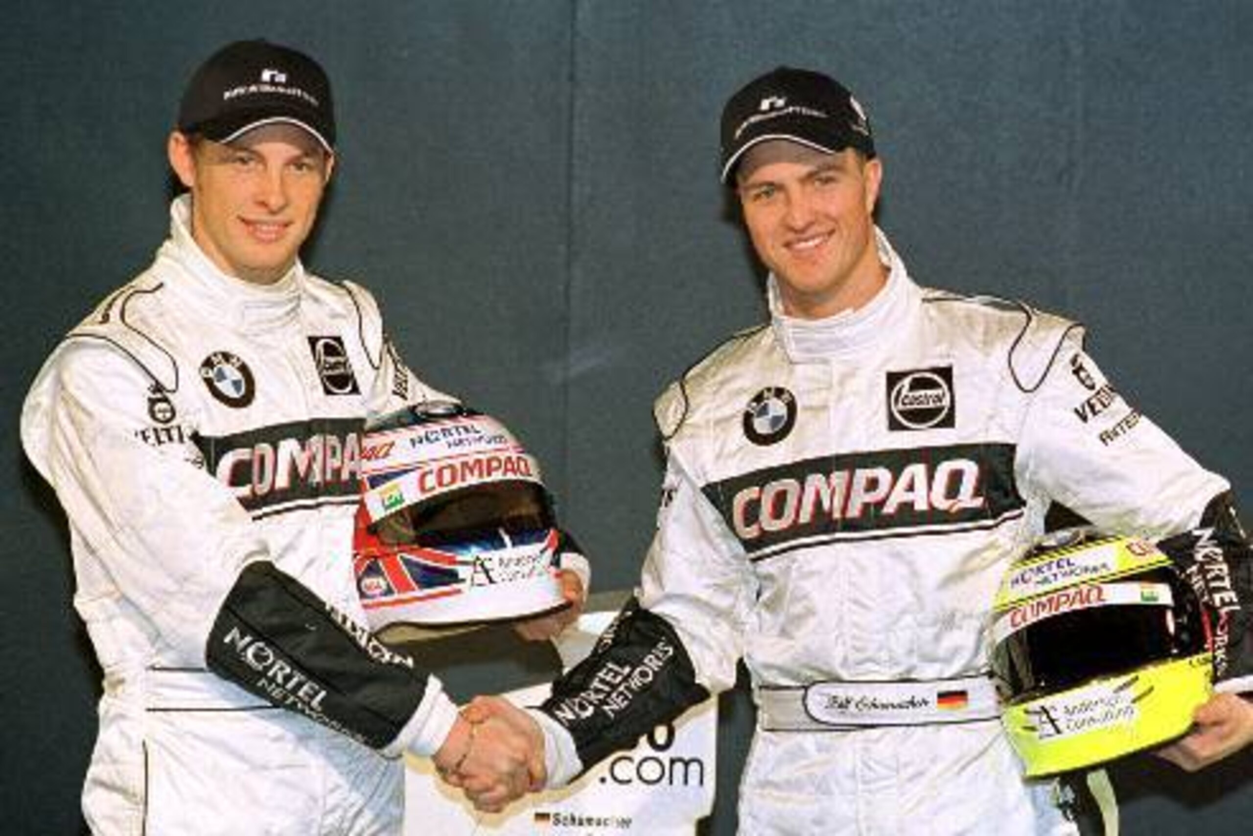 Button and Schumacher, Williams team-mates in 2000.