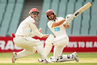 ADELAIDE, AUSTRALIA - NOVEMBER 03: Joe Burns of the Bulls bats during day four of the Sheffield Shield match between South Australia and Queensland at Adelaide Oval on November 3, 2014 in Adelaide, Australia.  (Photo by Daniel Kalisz/Getty Images)