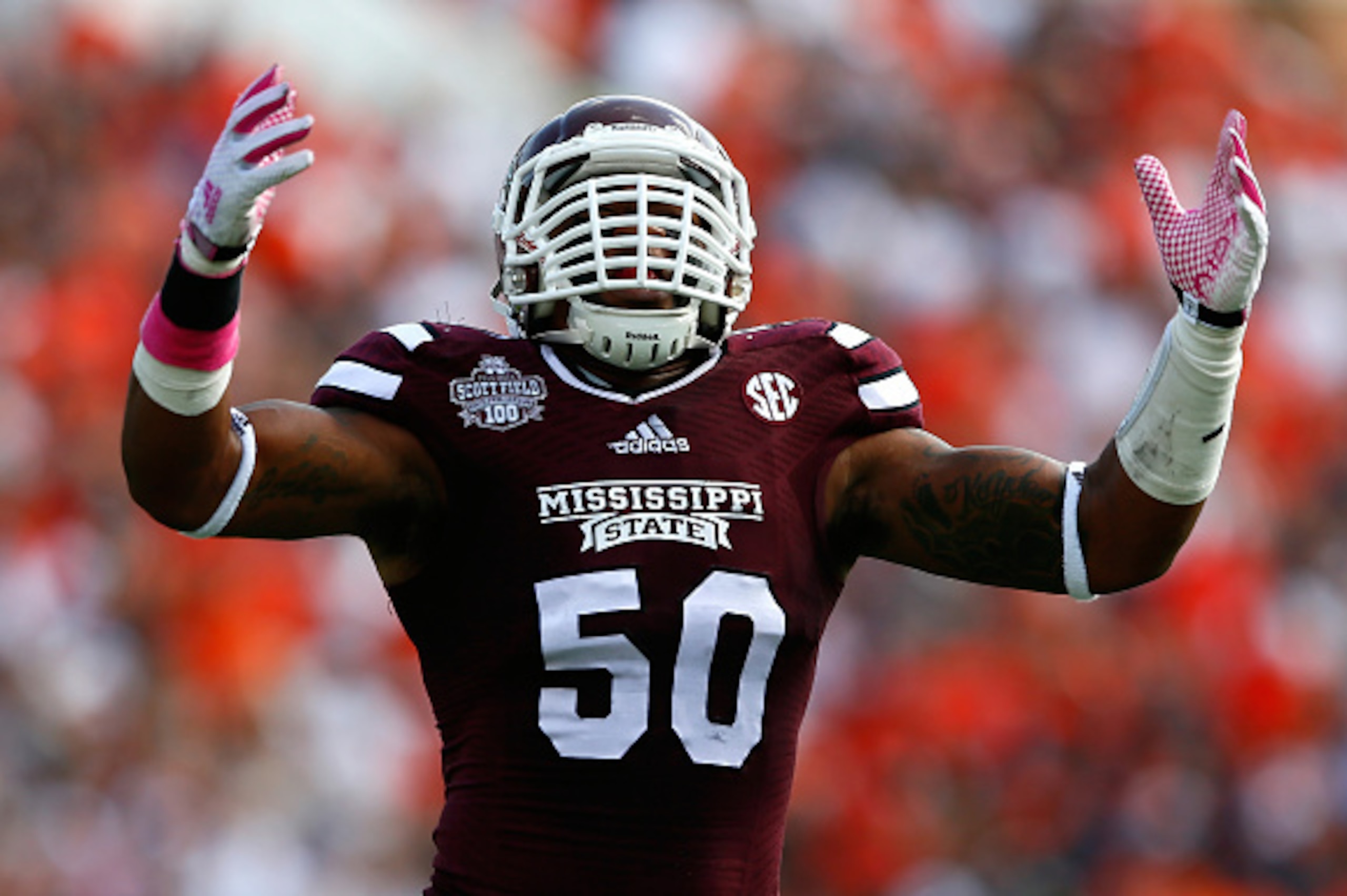 STARKVILLE, MS - OCTOBER 11: Benardrick McKinney #50 of the Mississippi State Bulldogs against the Auburn Tigers at Davis Wade Stadium on October 11, 2014 in Starkville, Mississippi. (Photo by Kevin C. Cox/Getty Images) STARKVILLE, MS - OCTOBER 11: Benardrick McKinney #50 of the Mississippi State Bulldogs against the Auburn Tigers at Davis Wade Stadium on October 11, 2014 in Starkville, Mississippi. (Photo by Kevin C. Cox/Getty Images)