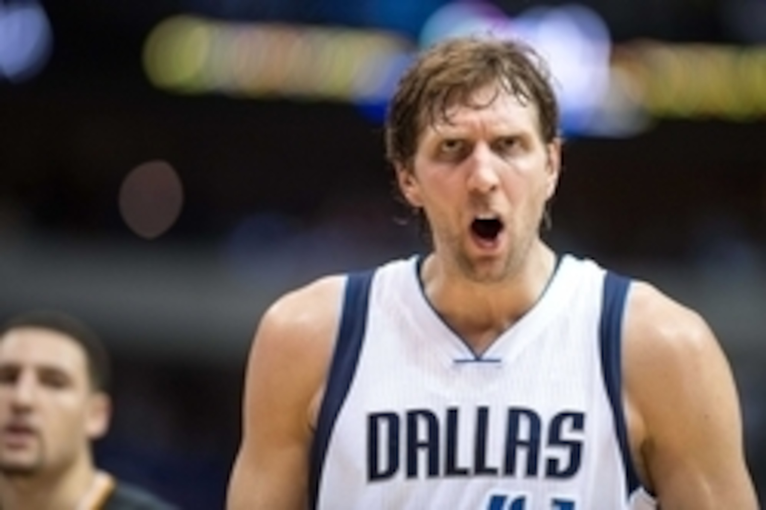Dec 13, 2014; Dallas, TX, USA; Dallas Mavericks forward Dirk Nowitzki (41) argues a call with referee Ben Taylor (46) during the second half against the Golden State Warriors at the American Airlines Center. The Warriors defeated the Mavericks 105-98. Man