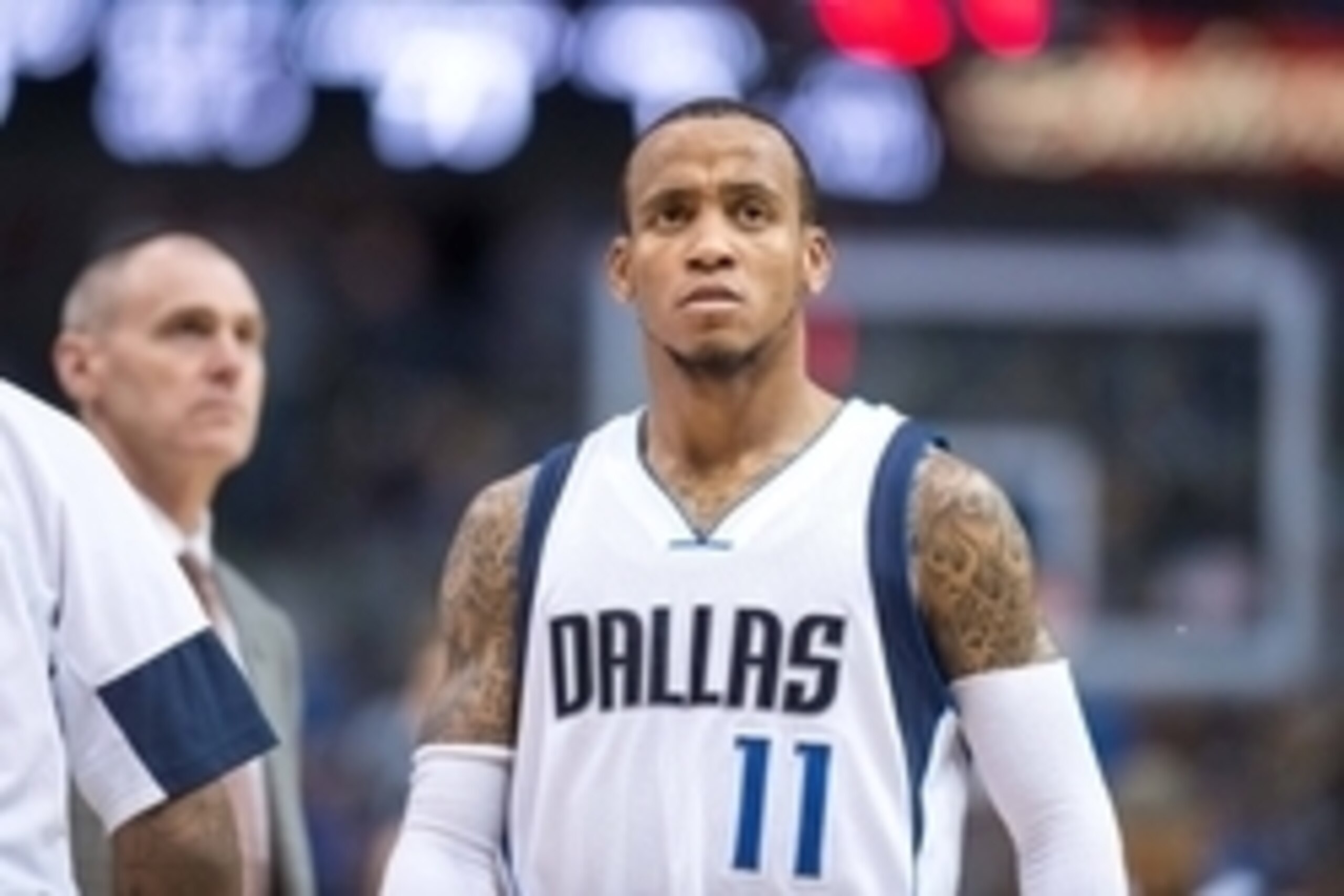 Dec 13, 2014; Dallas, TX, USA; Dallas Mavericks guard Monta Ellis (11) comes off the court during the second half against the Golden State Warriors at the American Airlines Center. The Warriors defeated the Mavericks 105-98. Mandatory Credit: Jerome Miron