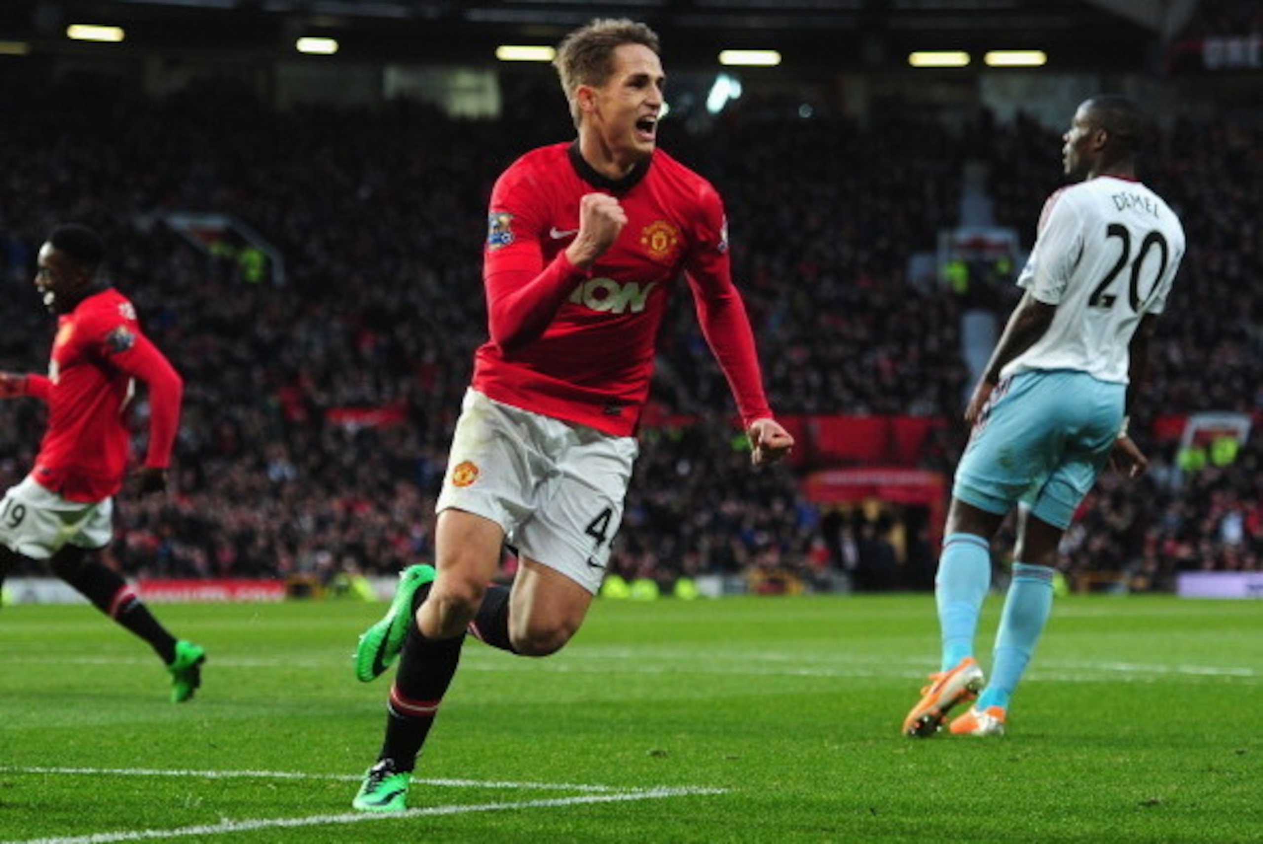 MANCHESTER, ENGLAND - DECEMBER 21:  Adnan Januzaj of Manchester United celebrates scoring his team's second goal during the Barclays Premier League match between Manchester United and West Ham United at Old Trafford on December 21, 2013 in Manchester, Eng